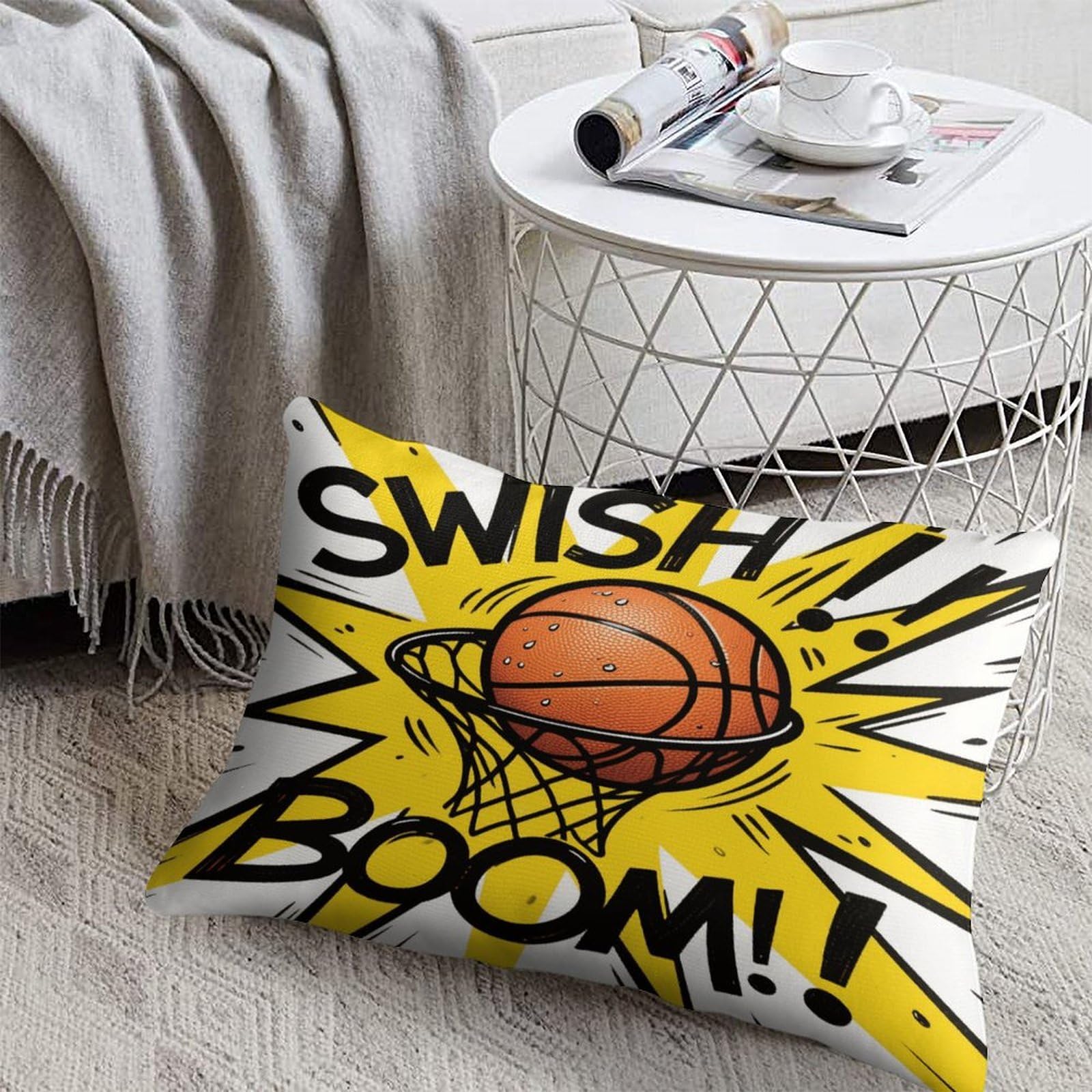 FodPand Decorative Throw Pillow Covers 8x12 Short Plush Basketball Body Pillowcase Cushion Cases with Invisible Zipper Rectangle Lumbar Pillow Shells for Sofa Couch Chair Bed Home Decor
