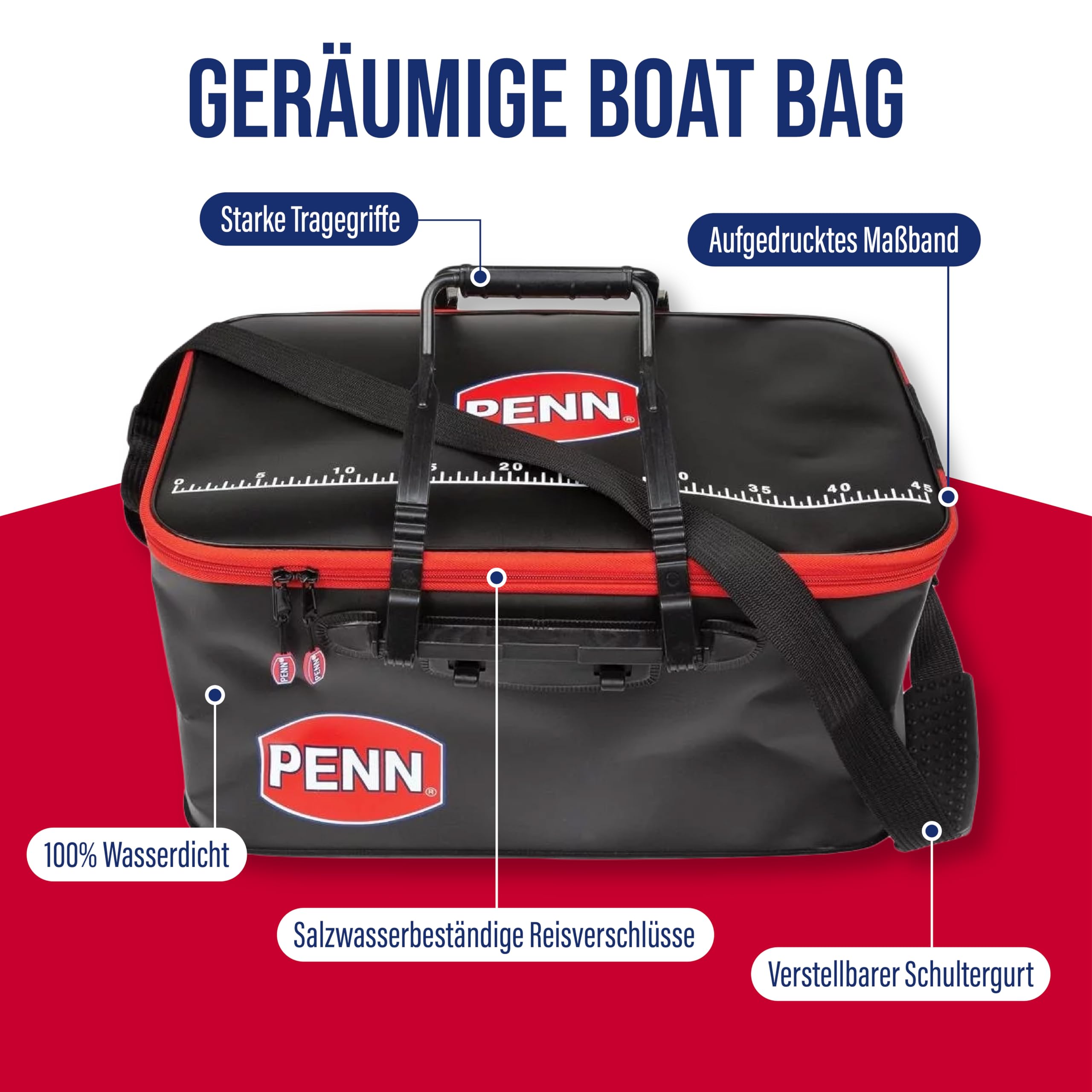 Angelzubehör-Set Norwegen – Komplett-Set für Meeresangeln | wasserdichte Tasche, Filetiermesser, Pilker, u. v. m. | Dorsch & Heilbutt | Angelset