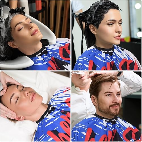 Miniatura 6 de Capa de peluquero profesional para corte de pelo con tamaño de cuello ajustable, 56 × 63 pulgadas, capa grande de salón para tratamiento de cabello,