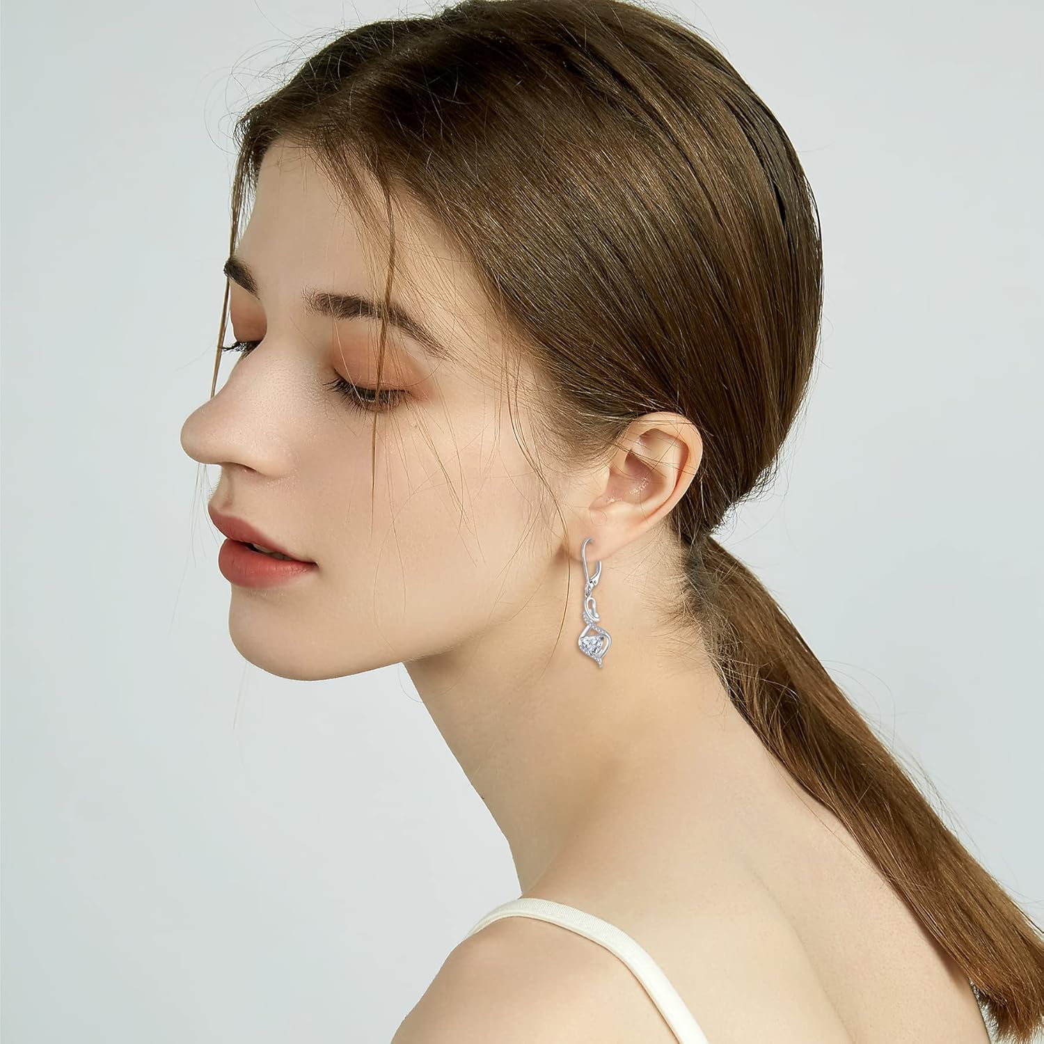 Infinity Dangle Drop Earrings for Women 925 Sterling Silver Leverback Earrings Love Heart Birthstone Jewelry Gifts for Women Wife Girlfriend Mother Daughter Her - Image 2