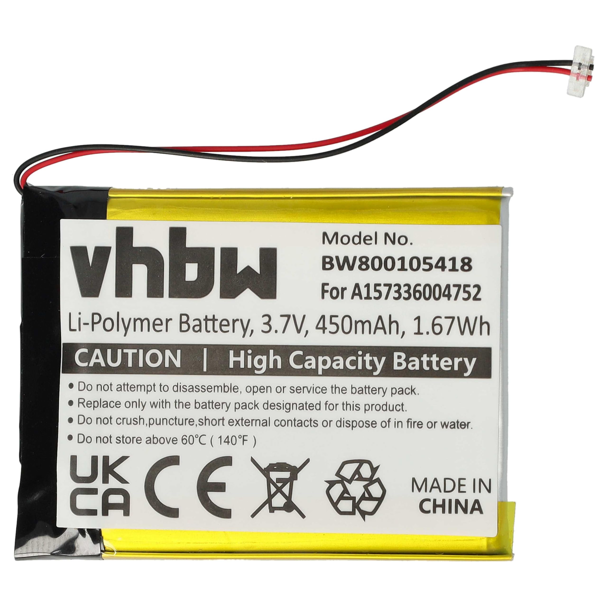 vhbw bateria 450 mAh do odtwarzacza MP3 wideo Samsung YP-T10 YP-T10J YP-T10JAB YP-T10JAGY YP-T10JARY YP-T10JAU YP-T10JR YP-T10QB/XSH zastępuje A157336004752