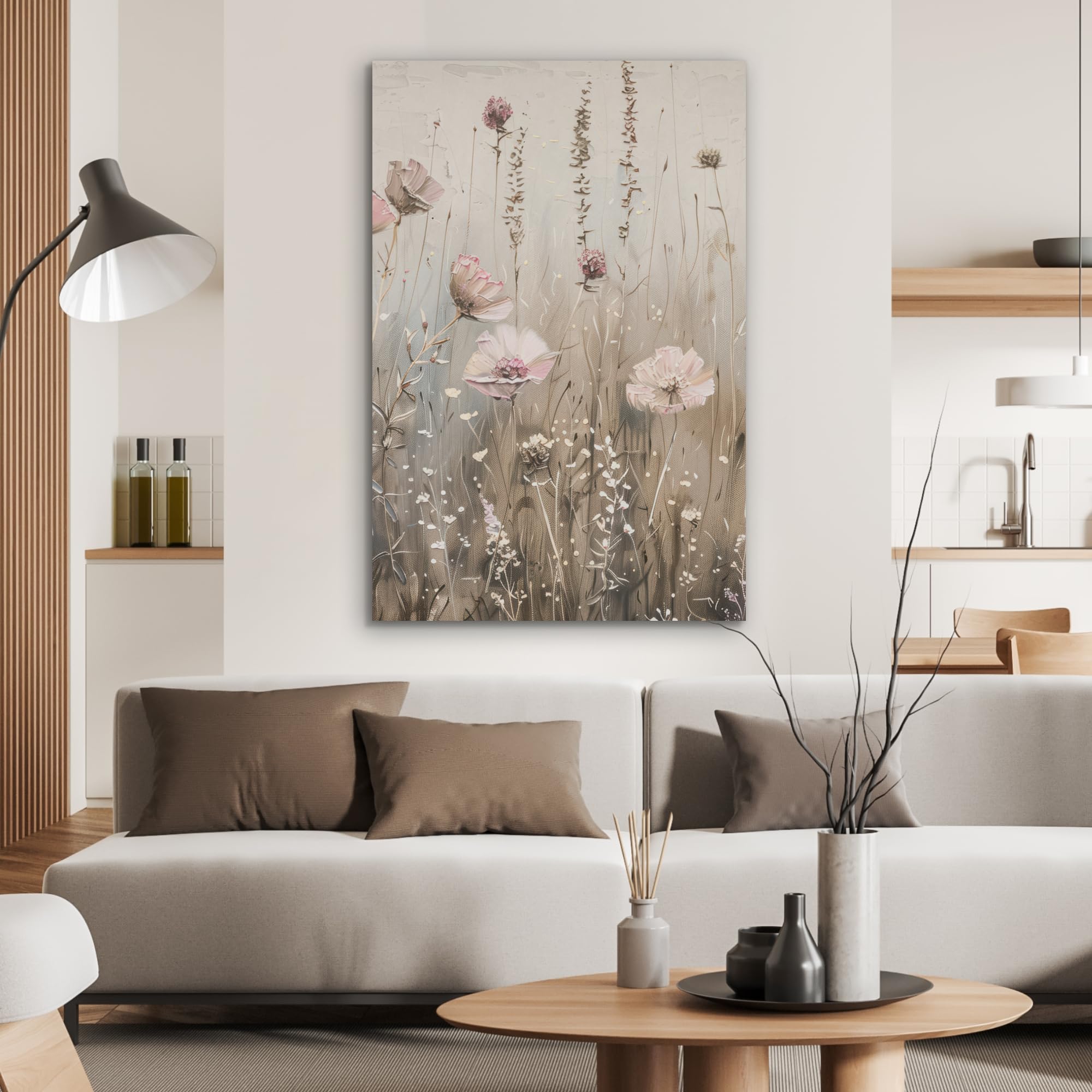 MuchoWow© Décoration en Feutre Murale Design 70x100 cm Élément Déco Chambre Salon Maison Cuisine Moderne Fleurs - Rose - Moderne - Beige