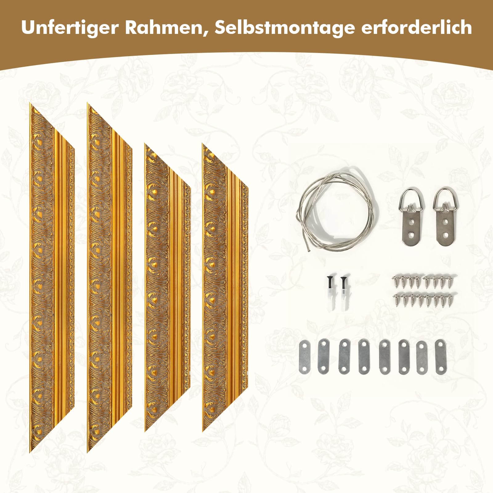 40x60cm Barockrahmen für Ölgemälde Holzrahmen ohne Glas Gold