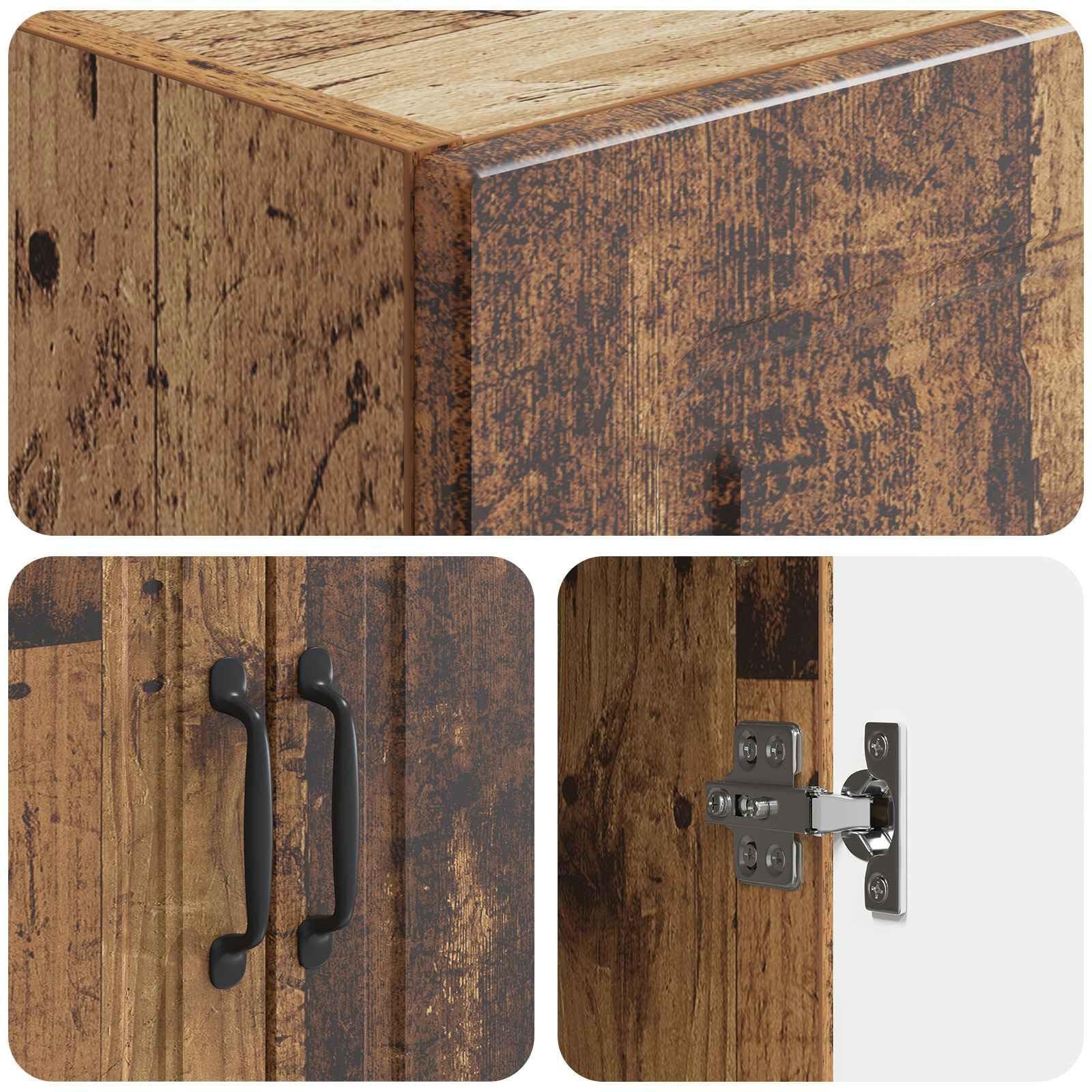 Set di 2 armadi in legno con maniglie in metallo, 66 x 34,5 x 87 cm, versatile in soggiorno, corridoio o ufficio, per vestiti, documenti, attrezzi e più spazio
