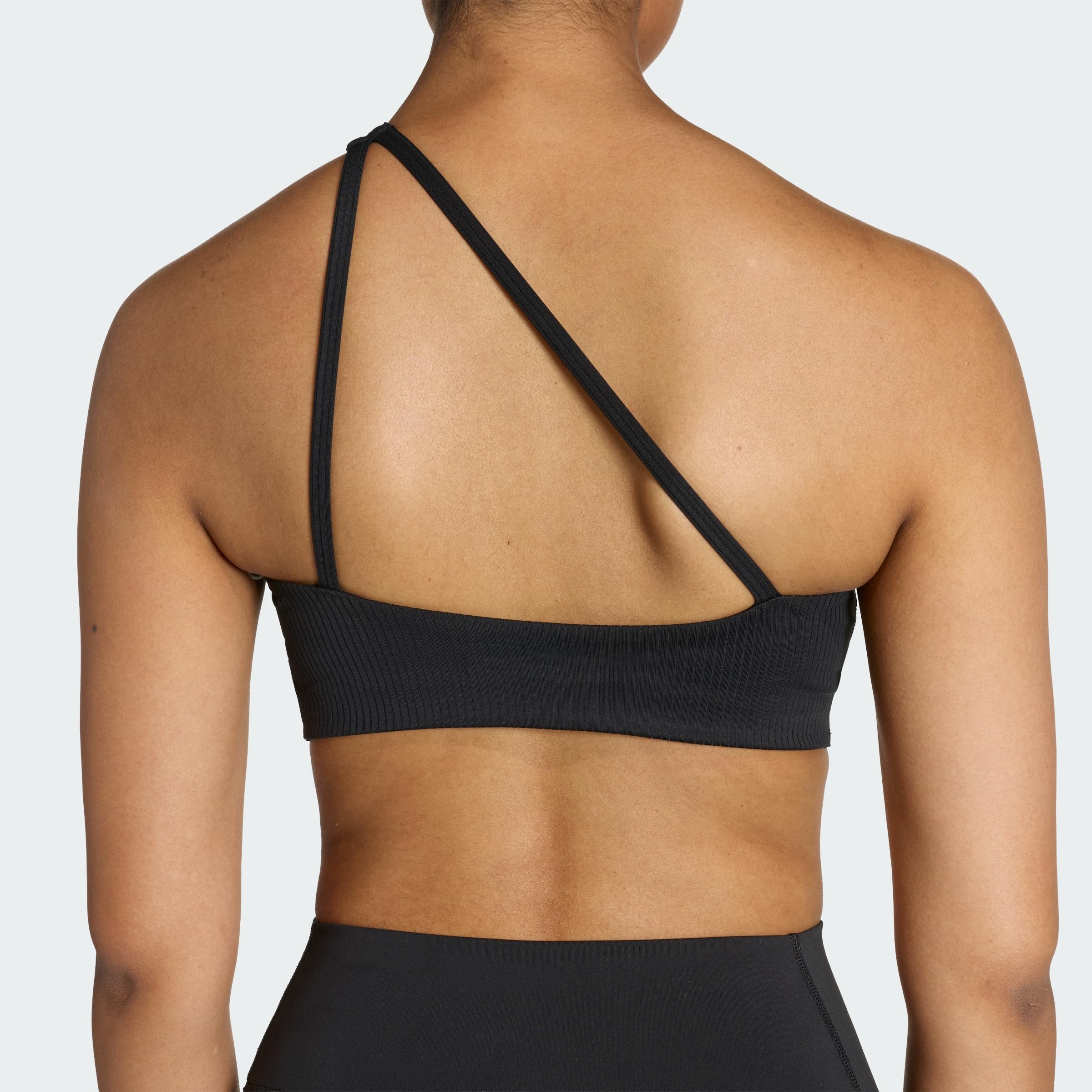 adidas dames Optime Workout Rib One Shoulder Light Support Bra, black, XL