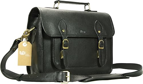 Miniatura 2 de Bolsa de cuero para cámara DSLR Messenger Funda de hombro con inserto de cámara extraíble de 13 pulgadas, color negro, Negro -