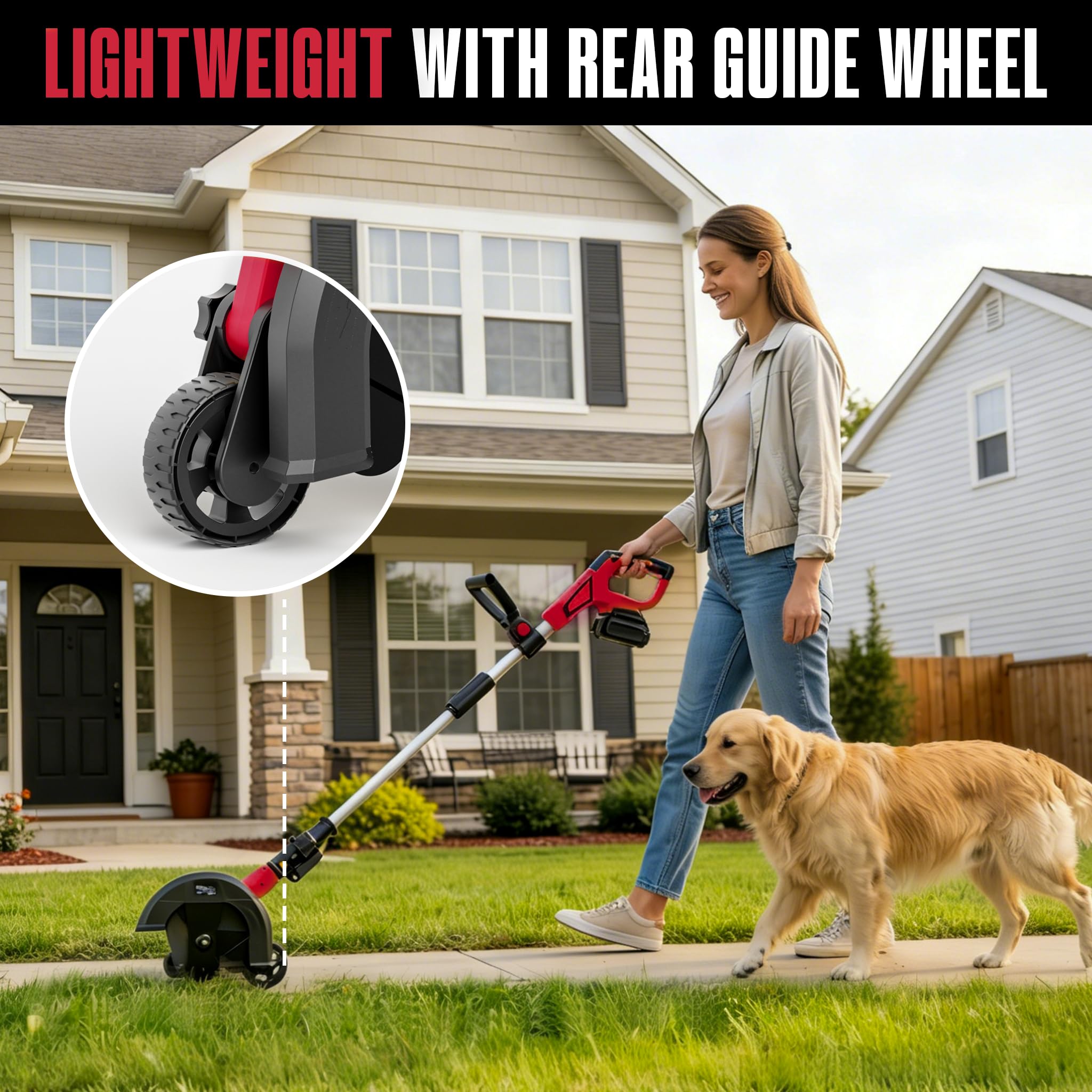 Bordeadora de césped sin escobillas compatible con batería Milwaukee de 18 V, bordeadora/zanjadora eléctrica inalámbrica (solo herramienta), hoja de 9 pulgadas, profundidad ajustable de 3 posiciones