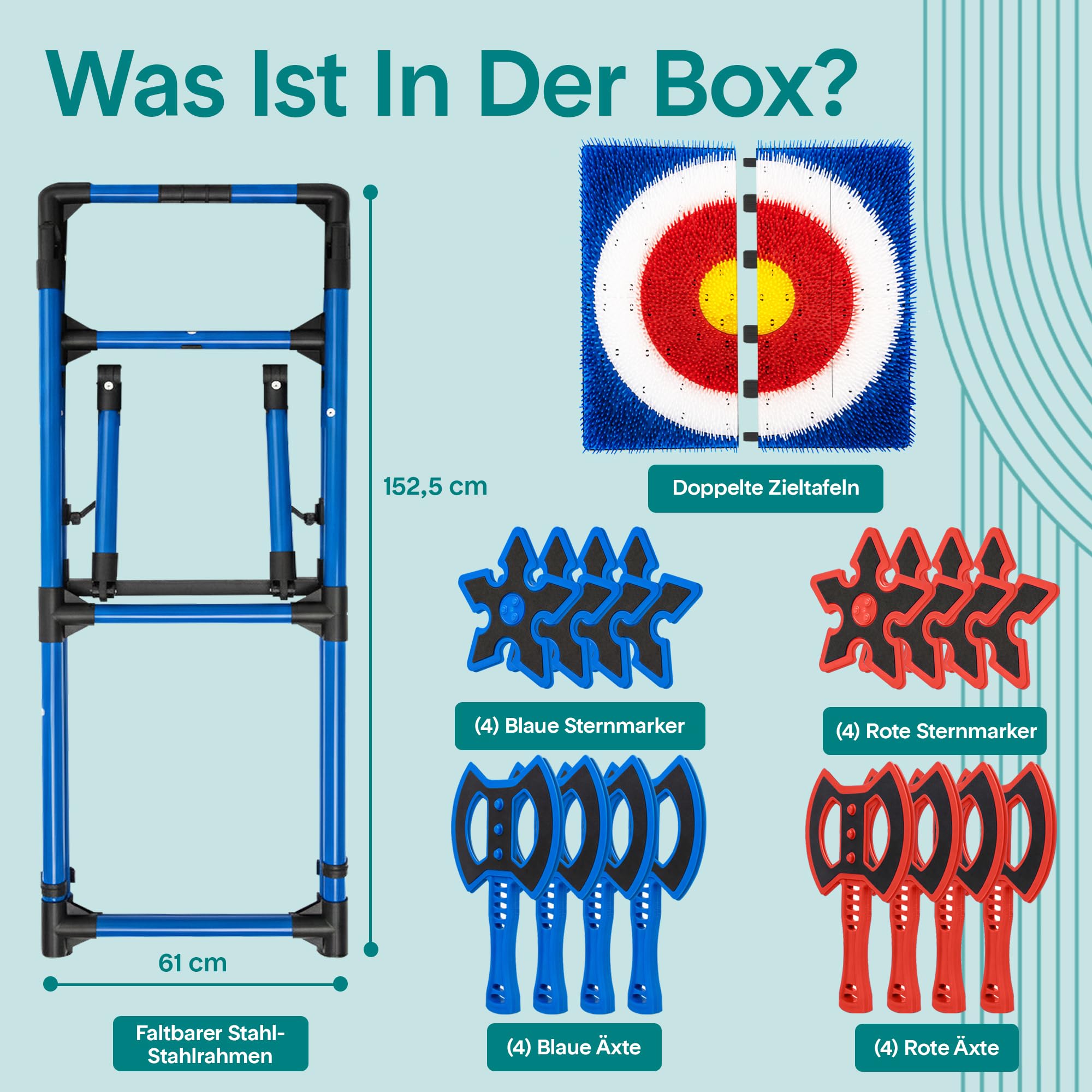 SereneLife Axt Wurfspiel Set – Sicheres Wurfspiel für Kinder und Erwachsene, Tragbar und Faltbar für Garten, Indoor und Outdoor