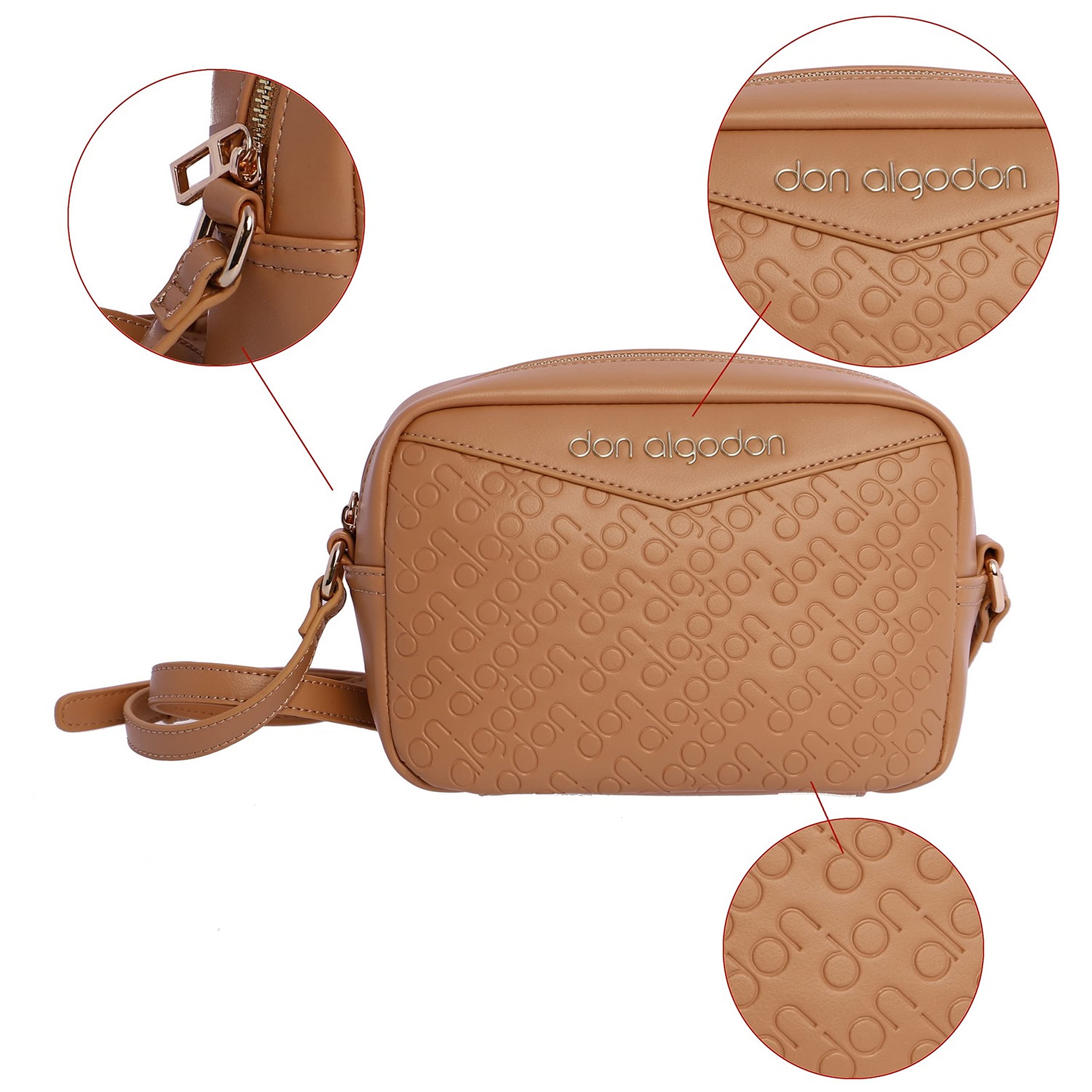 DON ALGODON, Bolso Bandolera Elegante para Mujer de Piel Vegana