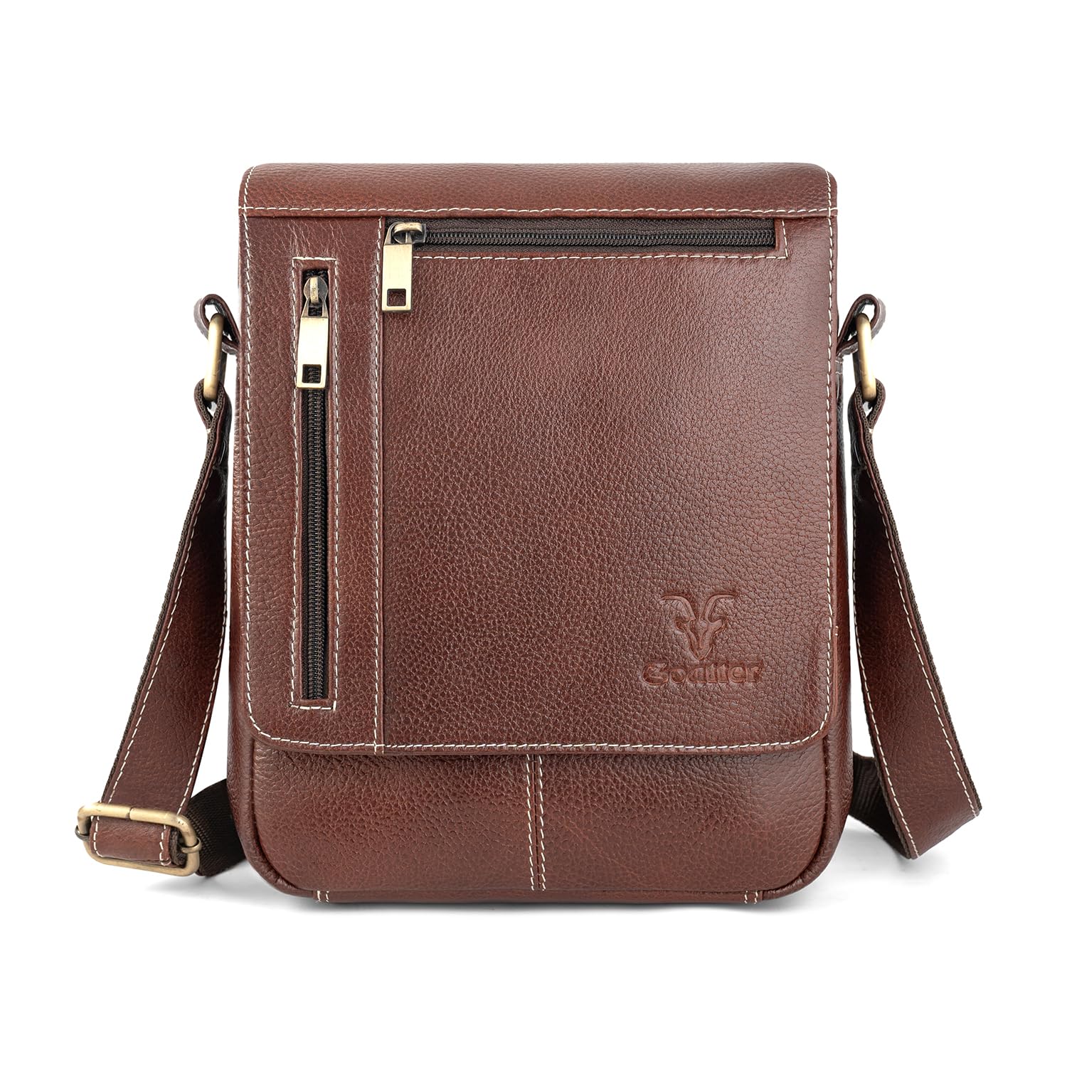 goatter Genuine Leather Multi Pocket 10" Inch Messenger Sling Bag For Men-picture-14