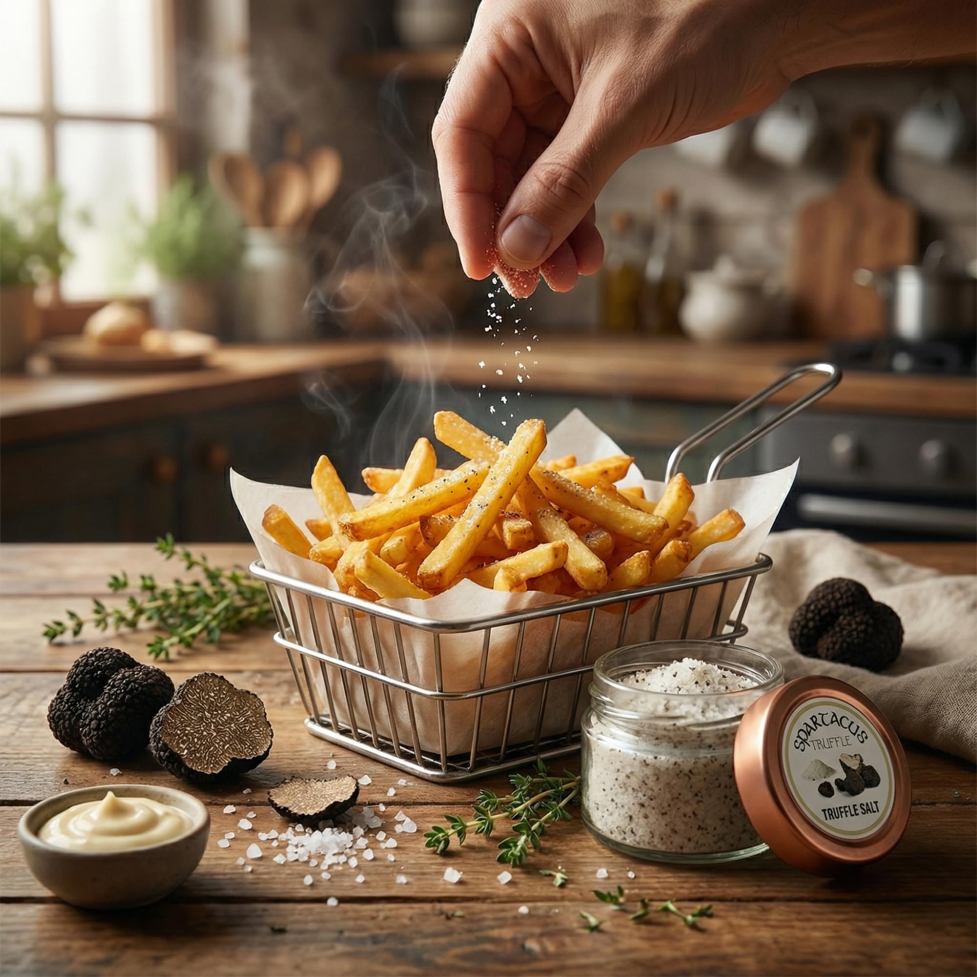 Spartacus Sel à la truffe premium, 90g | Véritable truffe noire, Sel de finition aromatique, Pour pâtes, steaks, œufs et en-cas, Épice gourmande