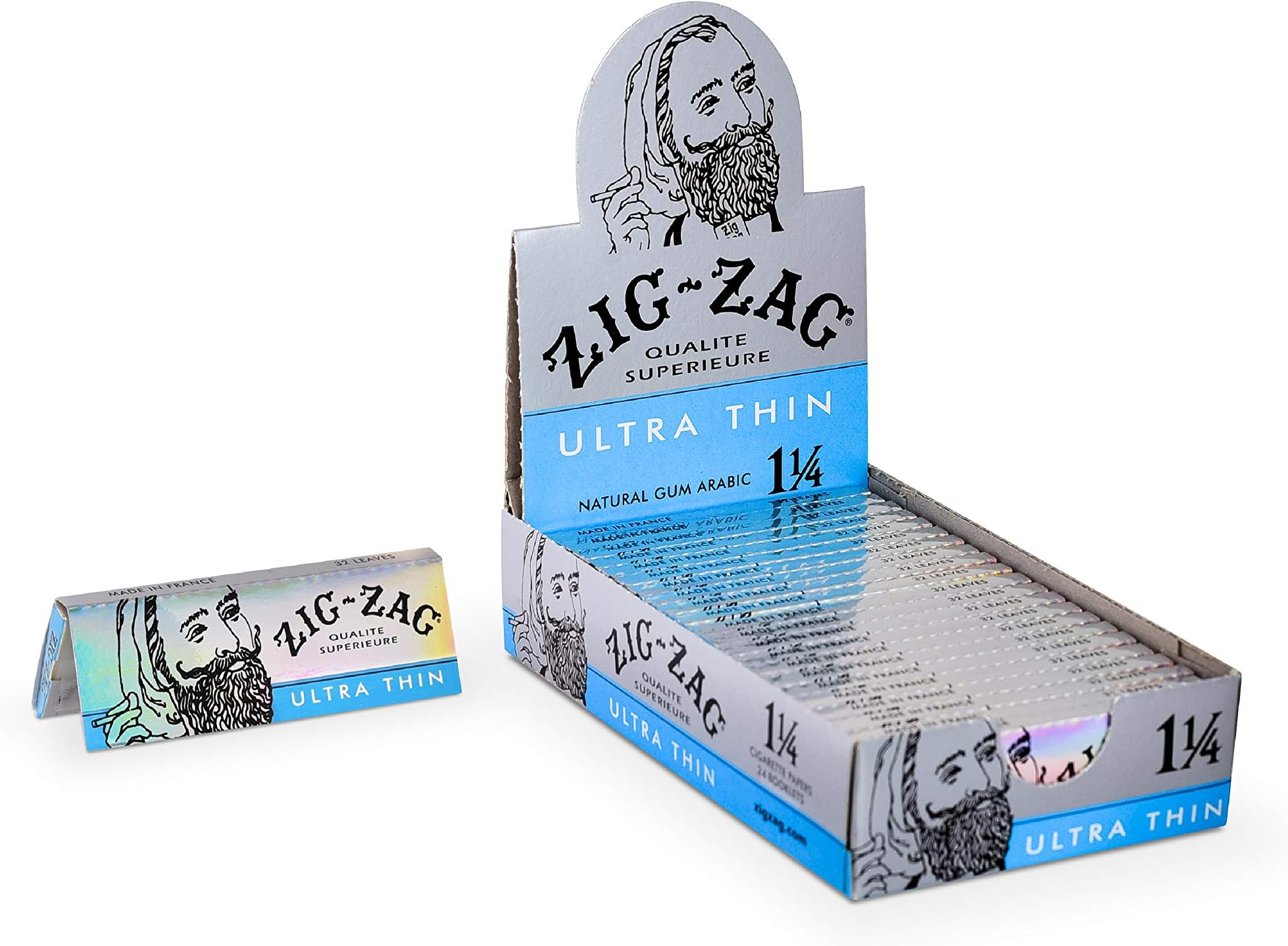 Zig Zag Ultra Thin Cigarette Rolling Papers, 1 1/4 Size (24 Booklets Retailers Box)