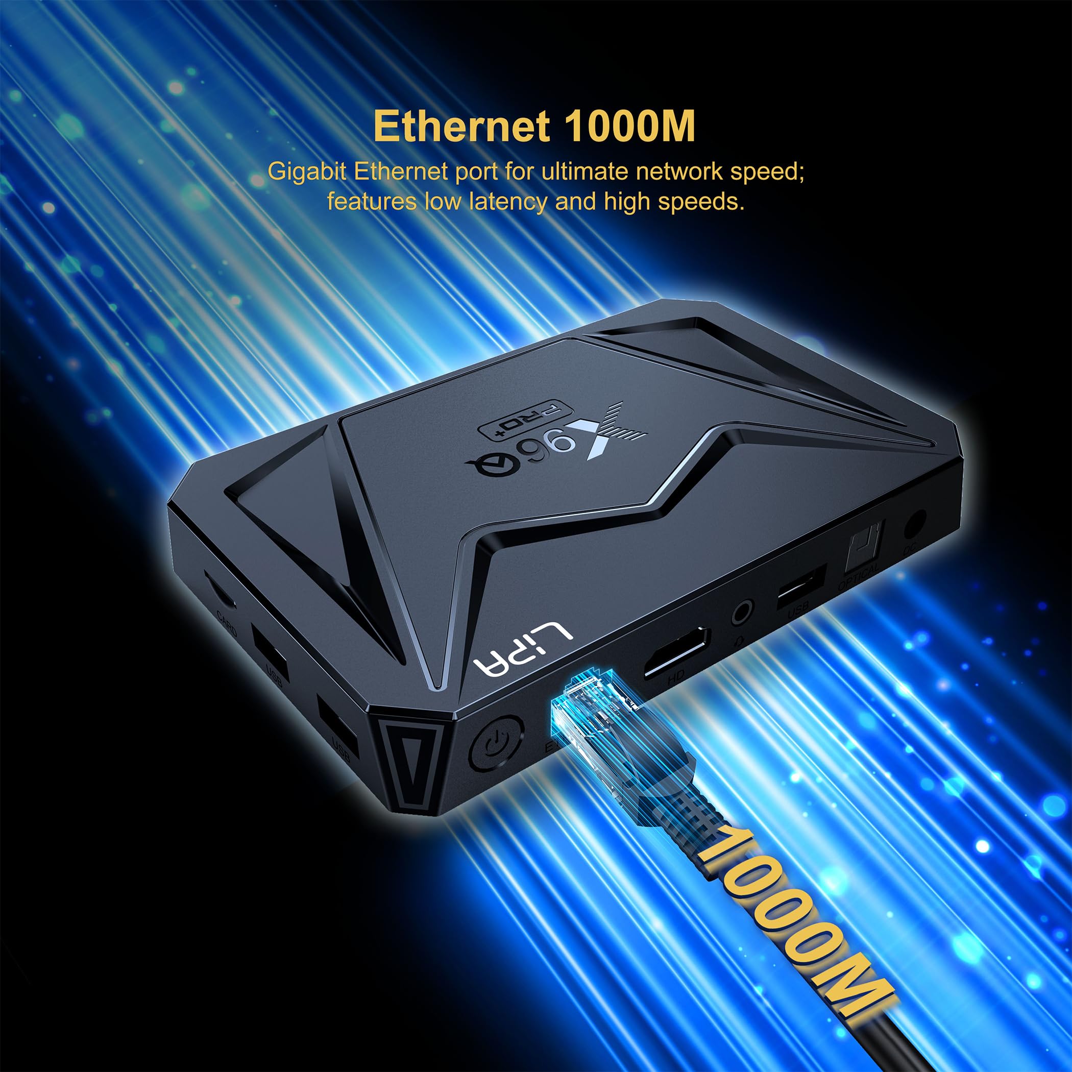 Lipa X96Q Android TV Box 4 GB/64 GB Android 14 – odtwarzacz multimedialny – streamer multimedialny – Android TV Box – 1000 Mbit/s LAN i Wi-Fi – dekoder 8K – aplikacje za pośrednictwem Play Store i