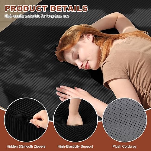 Miniatura 4 de 6-Inch Tri-Fold Foldable Mattress, Folding Sofa Bed with Removable Washable Cover, Portable Futon Mattress Full Size Floor Guest Mat with Non-Slip