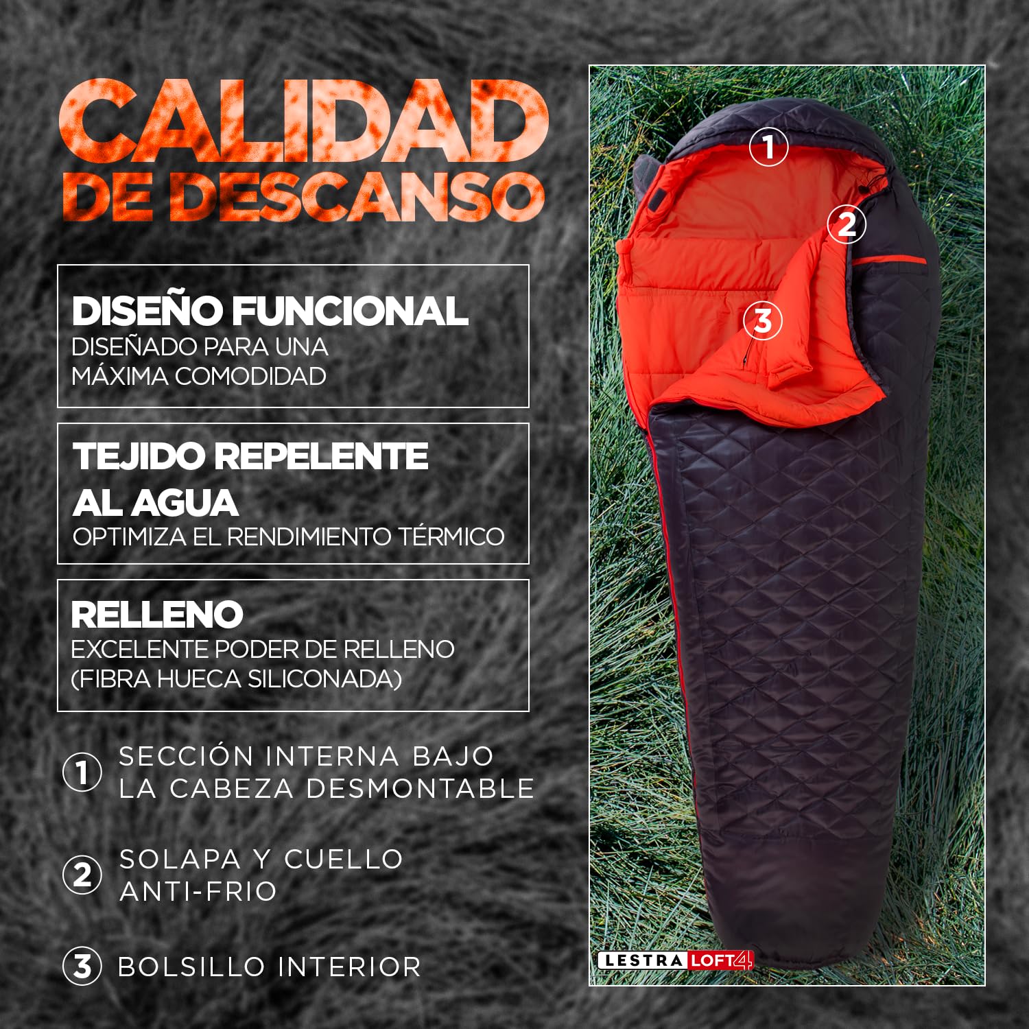 Lestra Sport Mont Everest 210 - Saco de Dormir para Todas Las Estaciones - T° Limit Comfort -05°C - Confort & Alto Rendimiento - Adulto - 210 x 80 cm - 1,7 kg