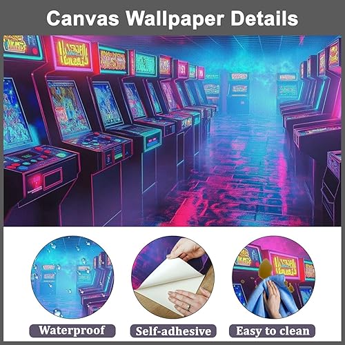 Miniatura 8 de Mural de pared moderno para despegar y pegar, diseño retro de los años 80, autoadhesivo, removibles, para sala de estar, dormitorio, fondo de