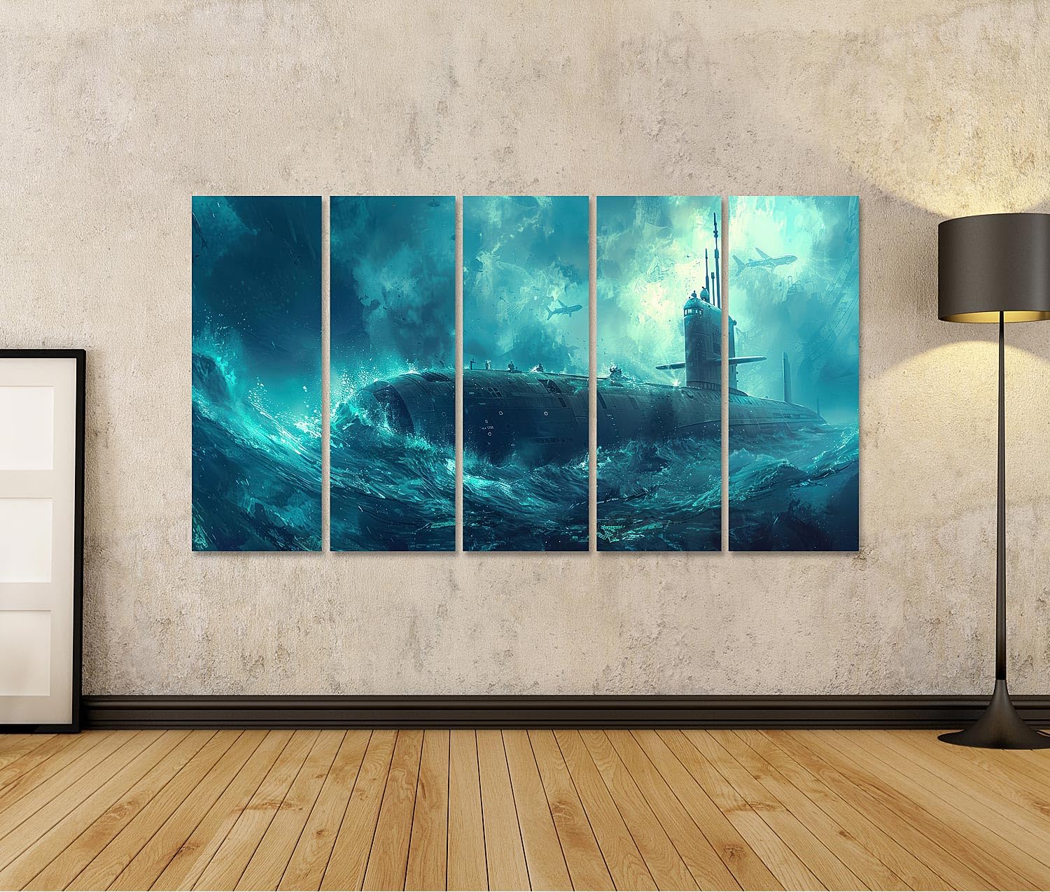islandburner Primer cuadro sobre lienzo submarino atómico submarino atravesando el océano ancho pancarta mensajes estratégicos imágenes murales carteles