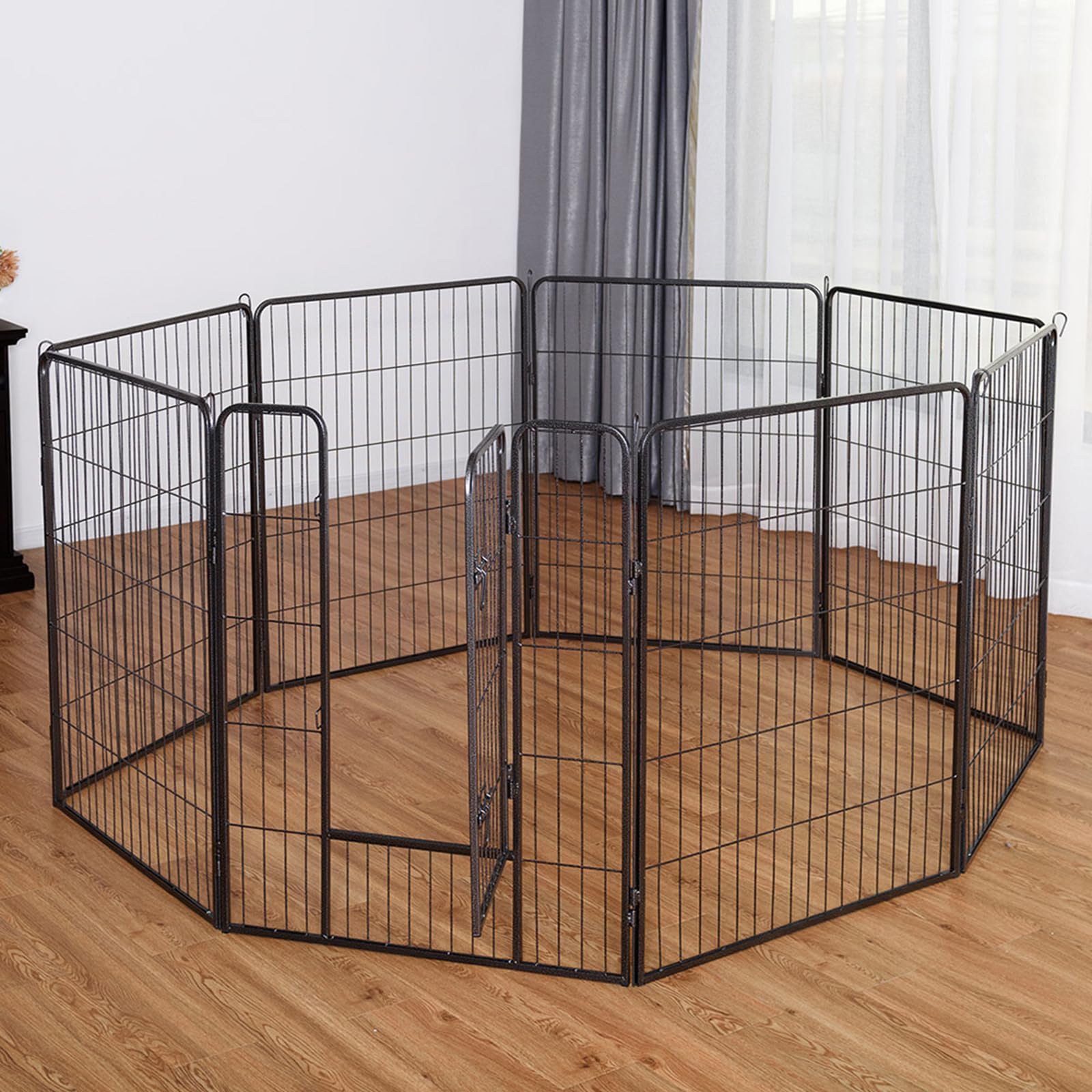 COSTWAY Recinto per Cani da Interno ed Esterno con 8 Pannelli di Metallo | Recinzione per Animali Domestici, Box per Cani, Gatti e Conigli