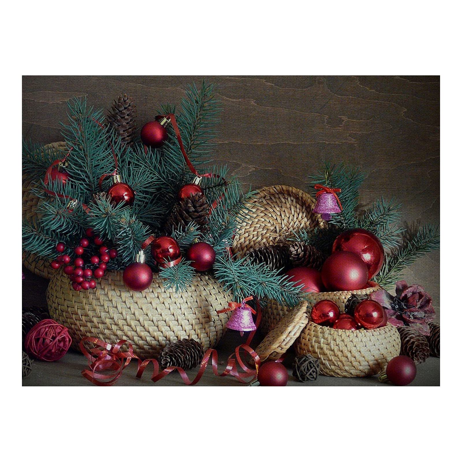Daesar -- Juego de 8 Manteles Individuales de Navidad,Manteles Lino Individuales Bolas de Decoración Navideñas Manteles Individuales Lavables 42x32cm(Rojo Verde Amarillo)