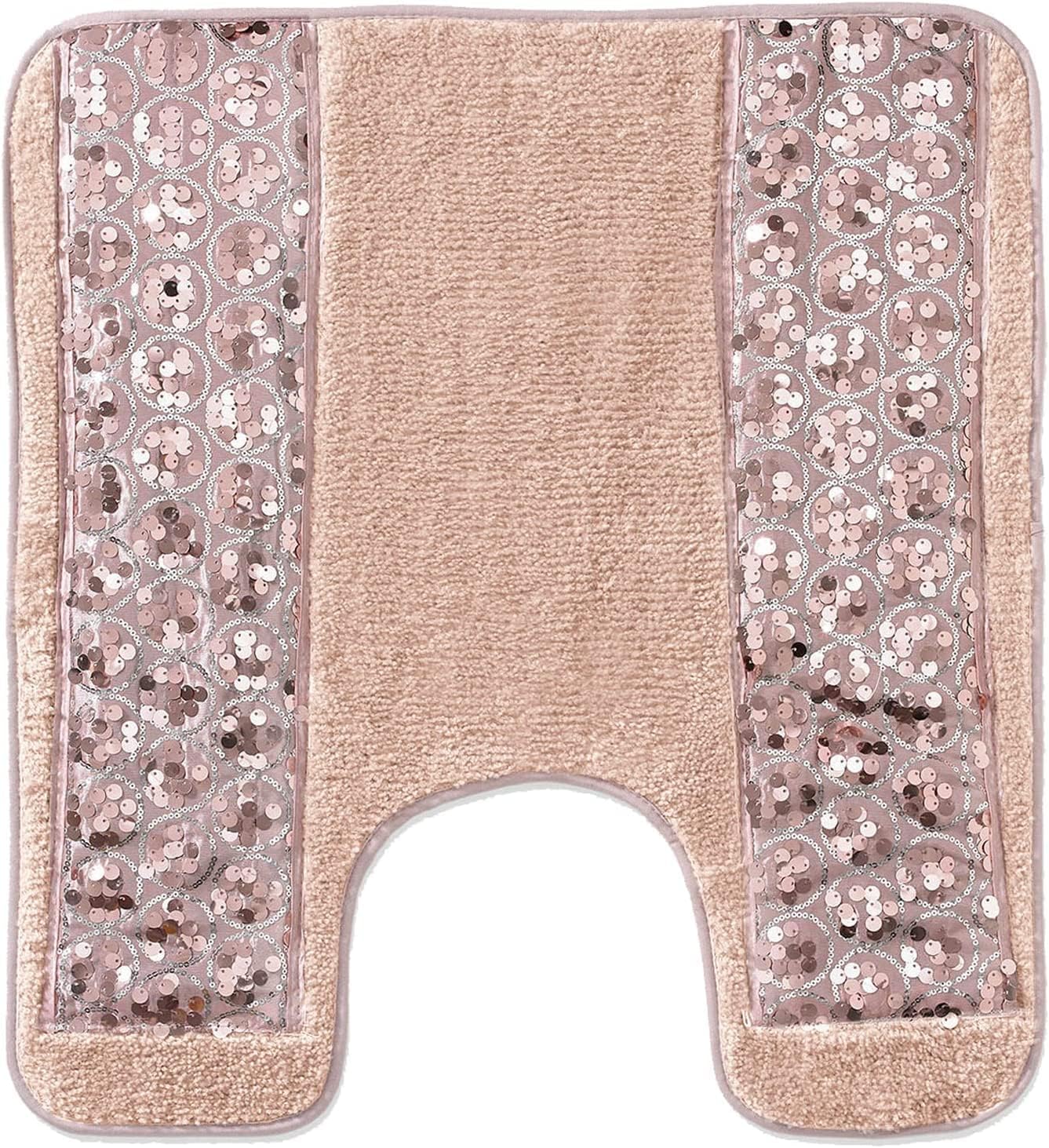Zahari Home Sinatra Bathroom Rug Classic Bath Rug Stylish Bling Bath Mat, Size 32" x 21", Champagne