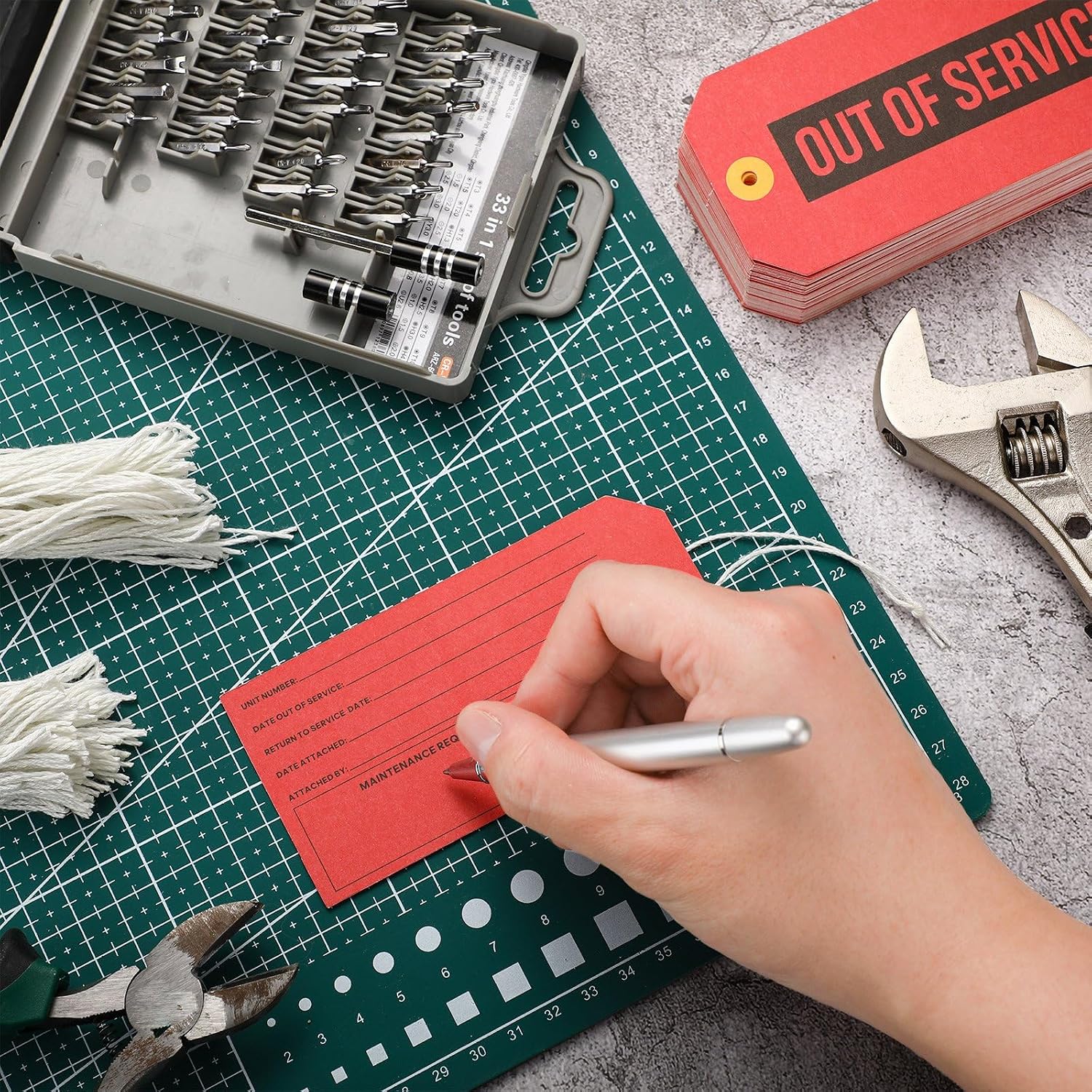 Out of Service Tags, Red Tags, Maintenance Required Label with Cotton String, 8 Inch Tag(300 Pack)