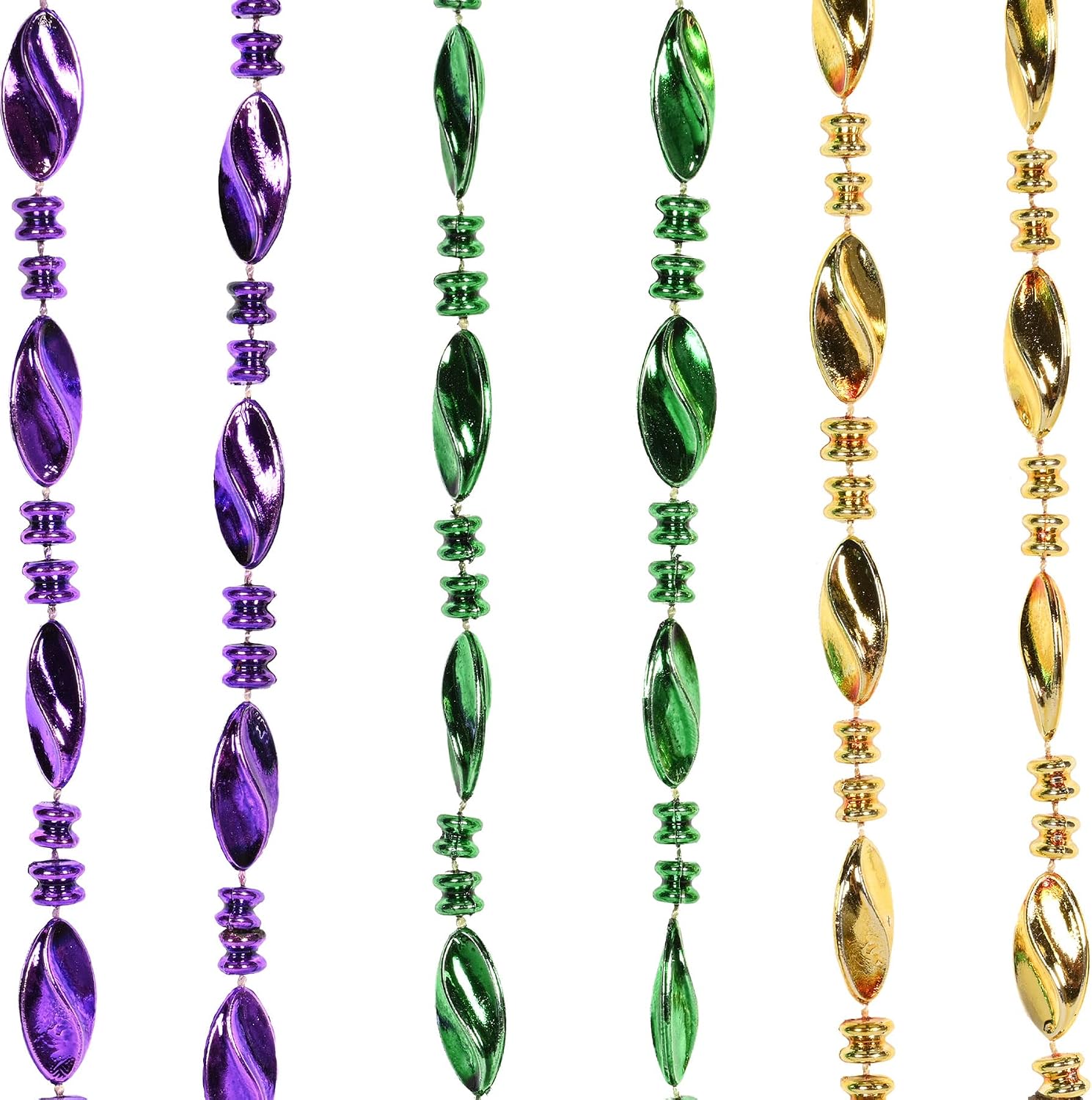 Beistle 12-Pack Mardi Gras Swirl Beads, 33-Inch, gold/green/purple (50571)