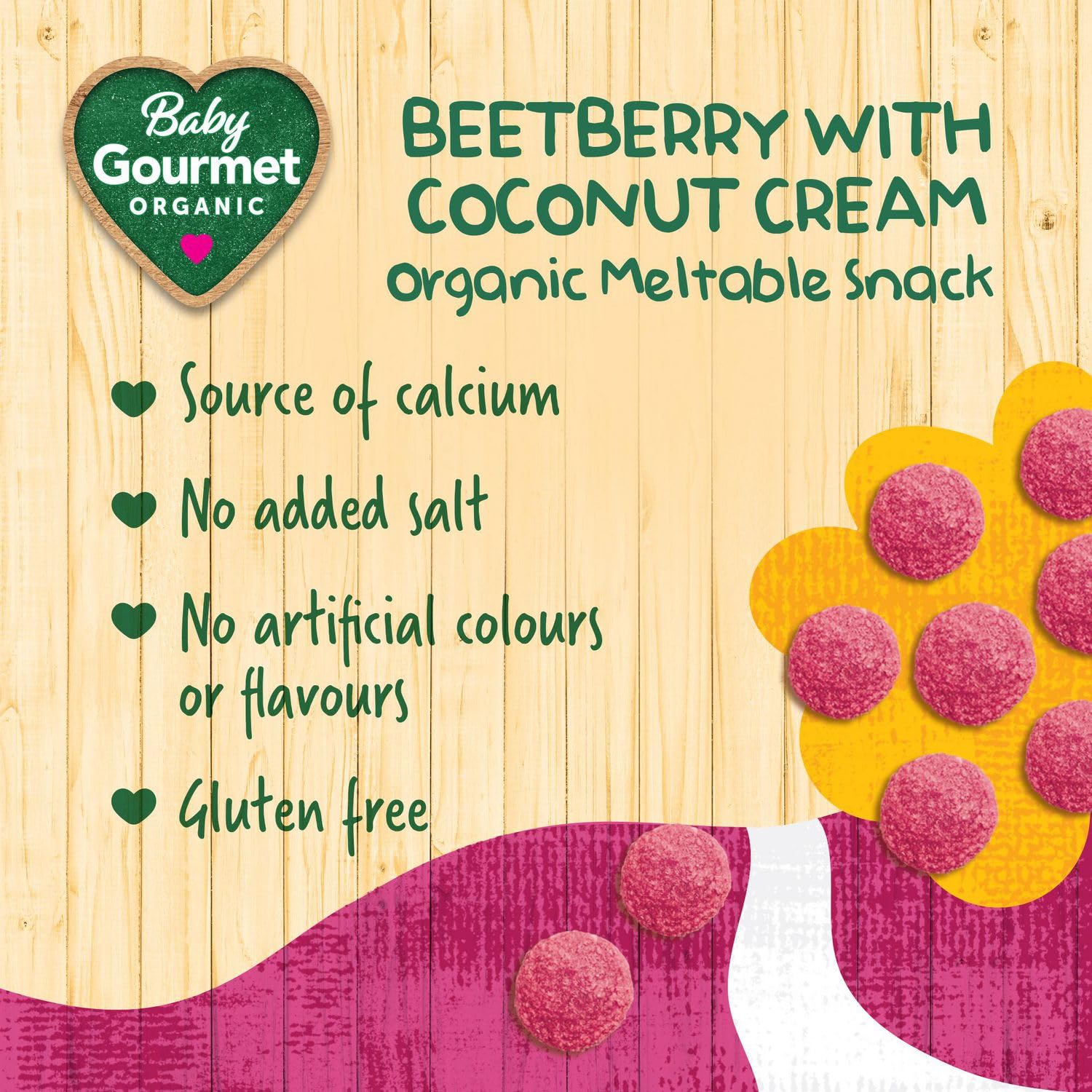 Baby Gourmet Baby Gourmet Organic Meltable Mushies Beetberry with Coconut Cream, 23g in use