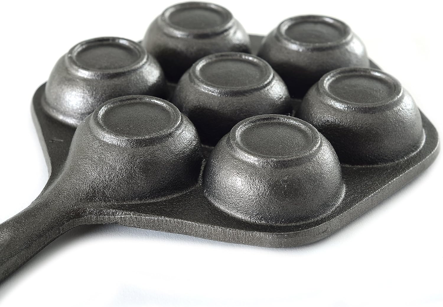 Norpro Cast Iron Stuffed Pancake Pan, Munk/Aebleskiver, 2" / 5cm diameter, Black