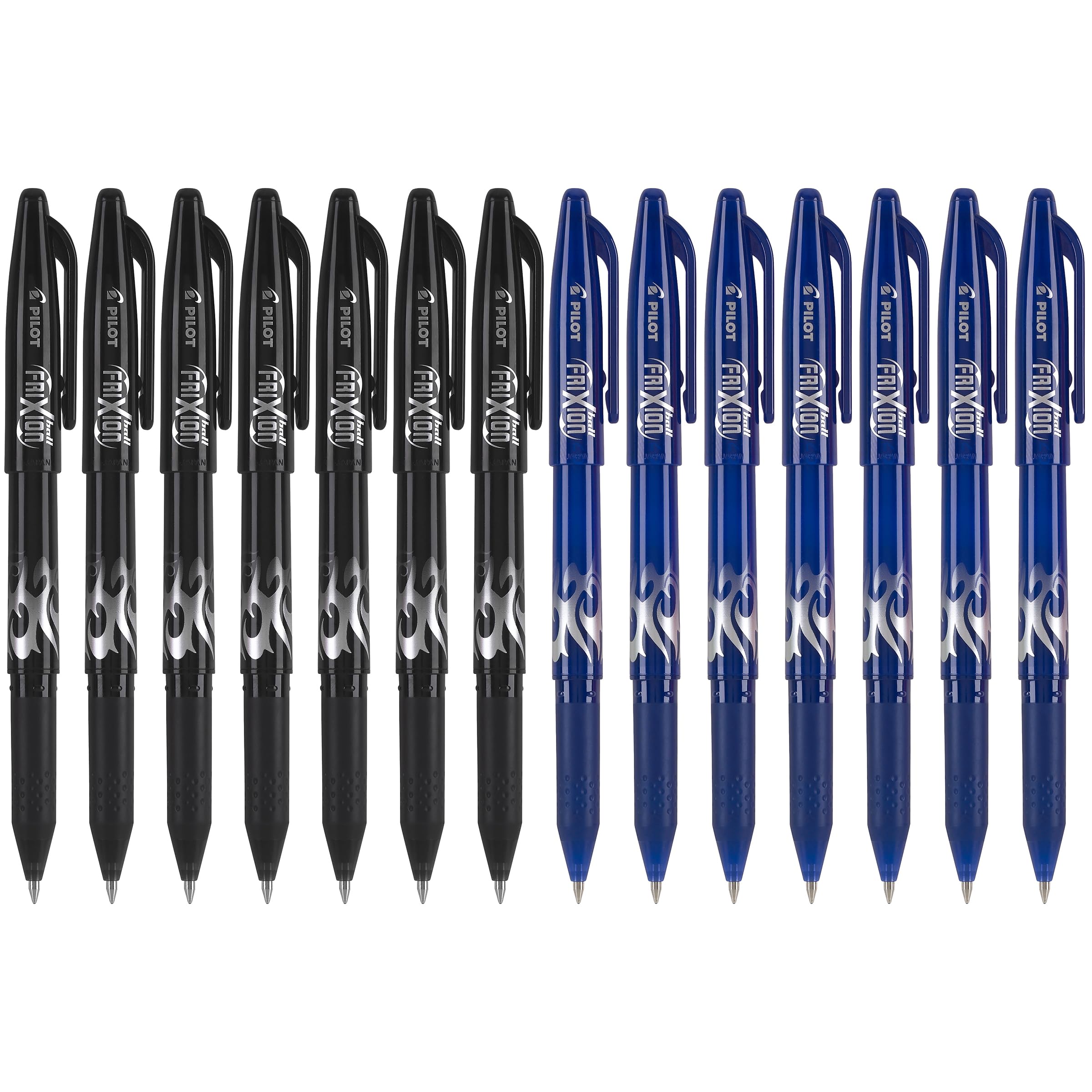 PILOT FriXion Ball Lot de 14 stylos à encre gel effaçable et rechargeable, pointe fine, encre noire et bleue