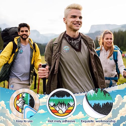 Miniatura 4 de Hotop 48 parches para planchar con temática de campamento, parches de aventura al aire libre, mochileros de montaña, parches bordados para jeans,