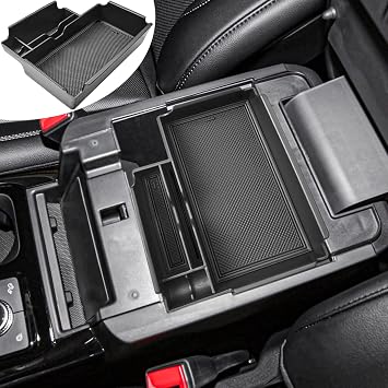 EDBETOS Center Console Organizer Tray Compatible with Ford Explorer Accessories 2020 2021 2022 2023 2024 2025 2026 Interior Secondary Armrest Storage Glove Box Divider Insert ABS Material, Black Trim