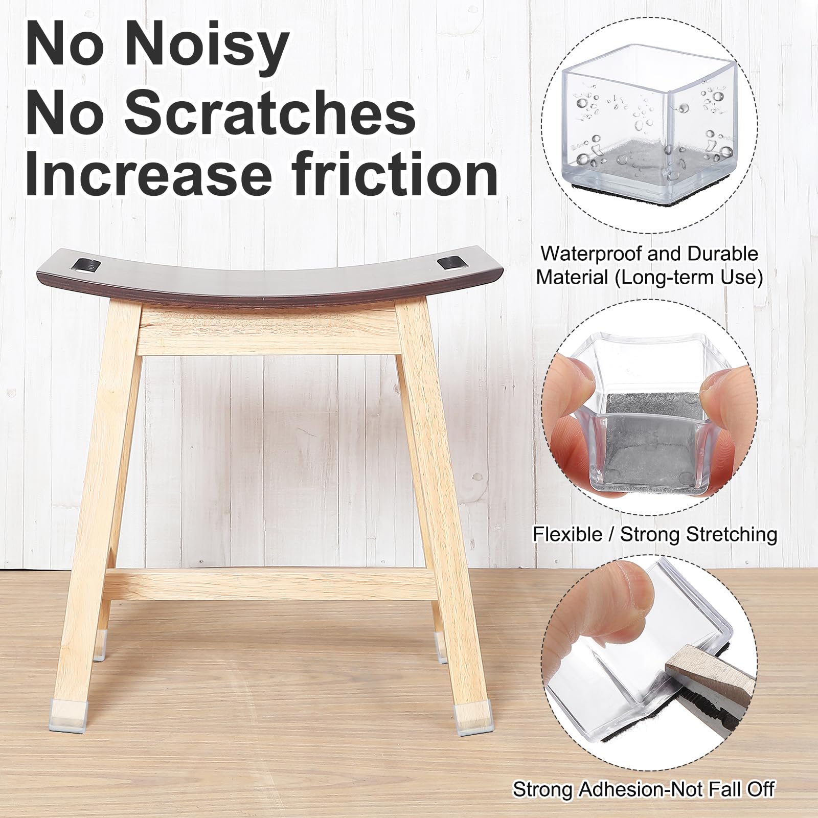 PATIKIL Chair Leg Floor Protector for Hardwood Floors 20 Pcs Rectangle PVC Felt Fit 2.36" x 1.18" Furniture Leg Cap Furniture Feet Cover Furniture Feet Carpet Small Slider - Image 3