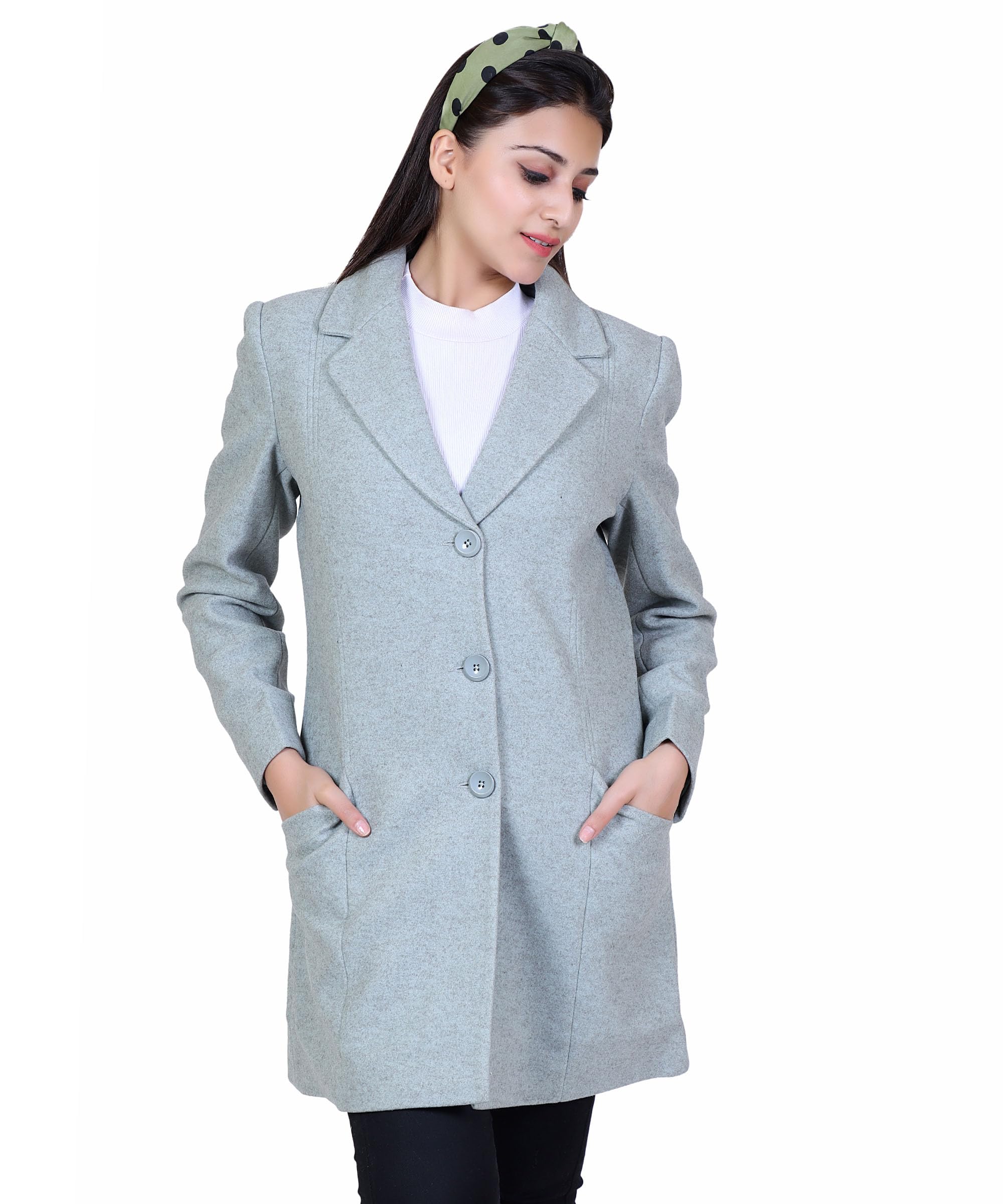 comfy sparrow Women's Tweed Casual Blazer with Mandarin Collar - Short Length, Self Print-picture-56