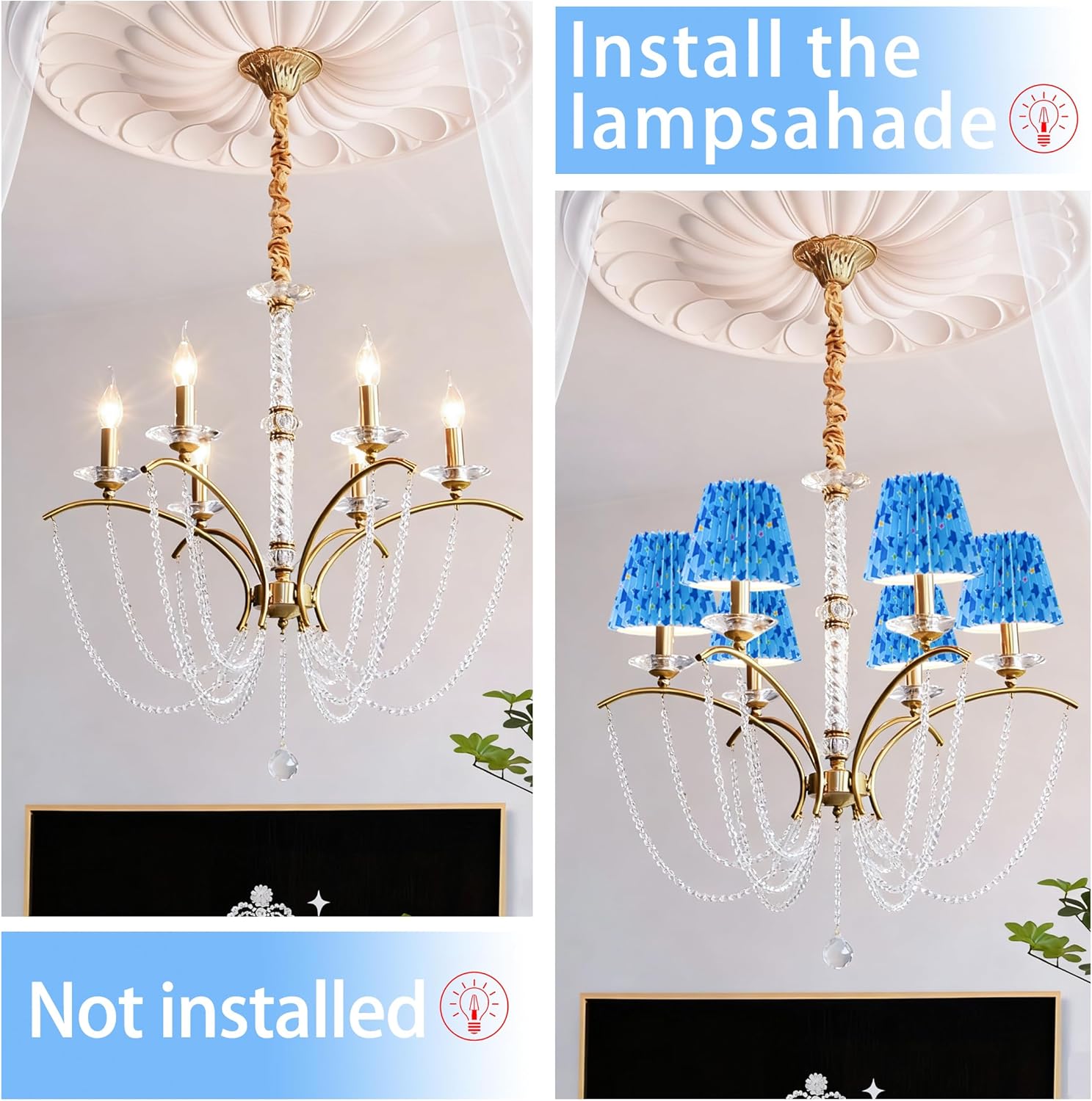 Small Pleated Lampshade Chandelier Shades Set of 6, Lampshade for Wall Lamp,Chandelier Shades,Small Table Lamps,For Cutting Edge Bulbs, Light Bulb Shade,Chandelier Light Covers,4" X 5" X 6"