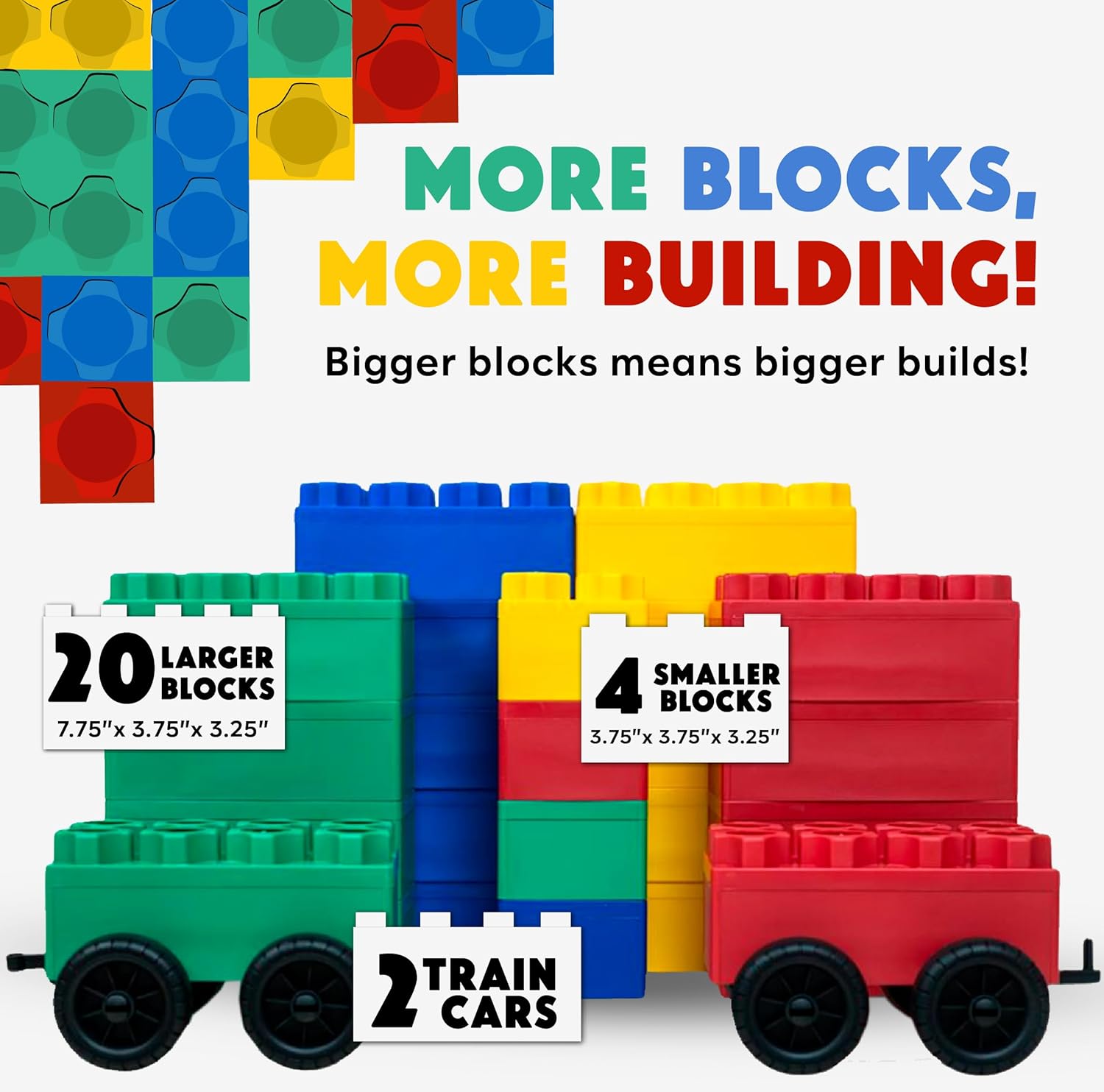 BiggoBlocks Big Blocks for Kids Ages 4-8 — Indoor & Outdoor Blocks for Kids Games — Large Building Blocks (24 pc with 2 Cars) Big City Set