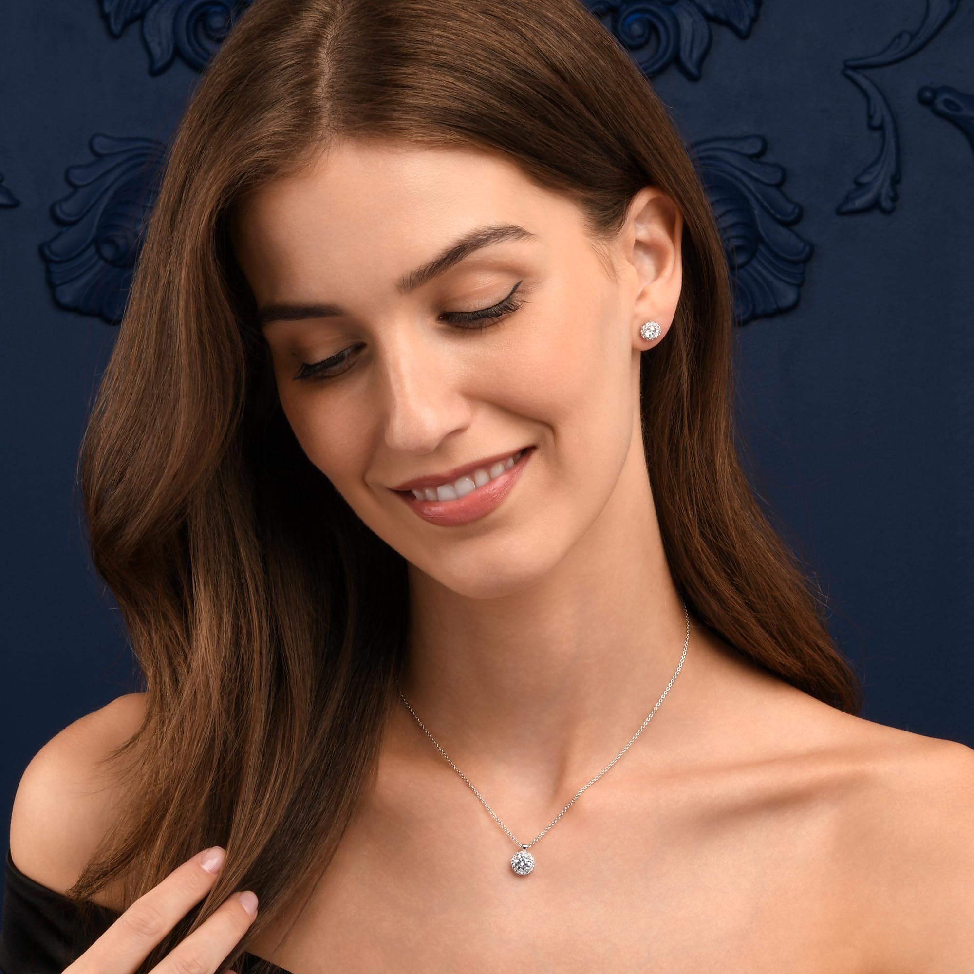 Diamond Treats Collana Donna in Argento Sterling 925 con Pendente Halo e Pietra Centrale Colorata, Zirconi Cubici AAA, Catena Regolabile, Idea Regalo Elegante