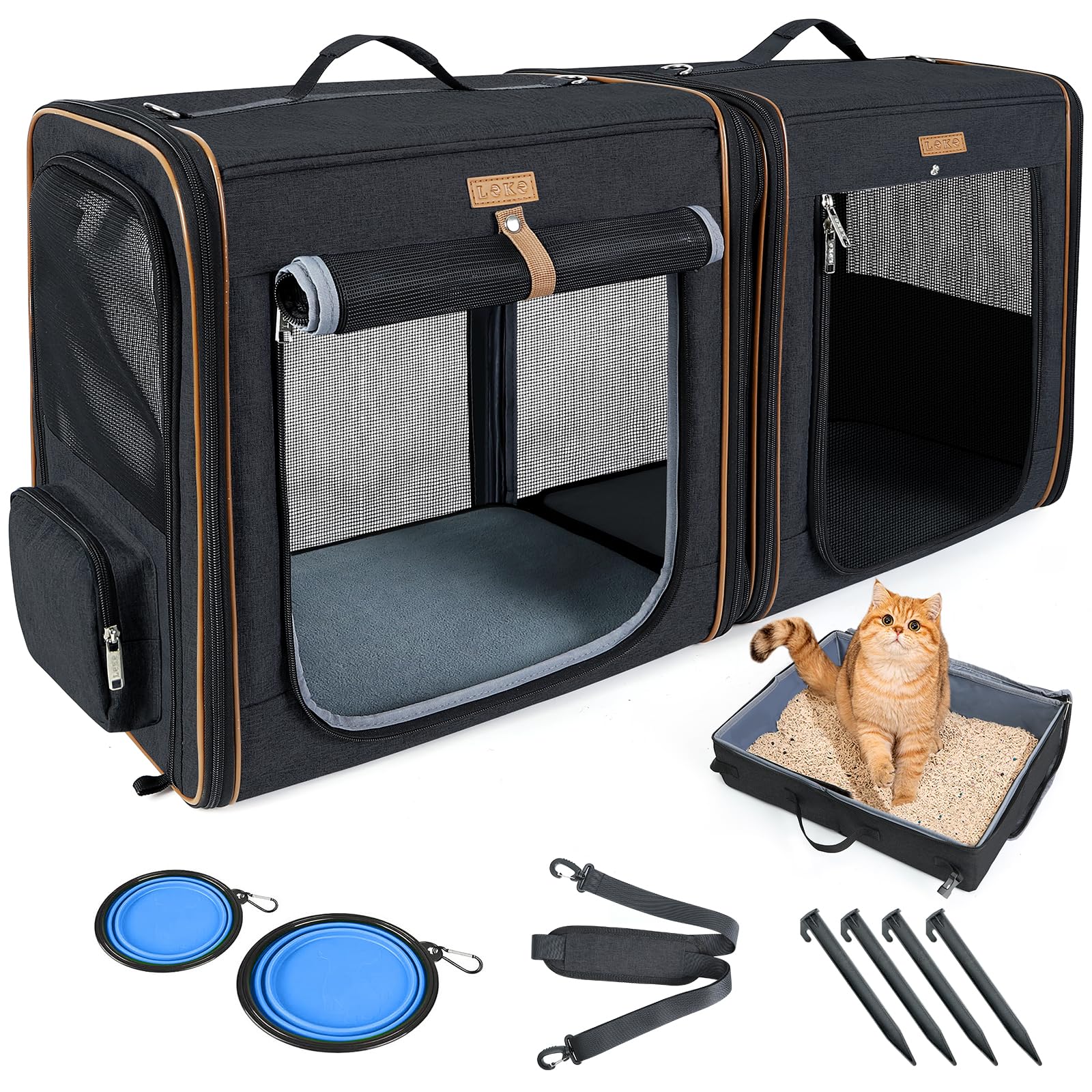 Amazon.com : Lekereise Extra Large Cat Carrier for 2 Cats, 2-in-1