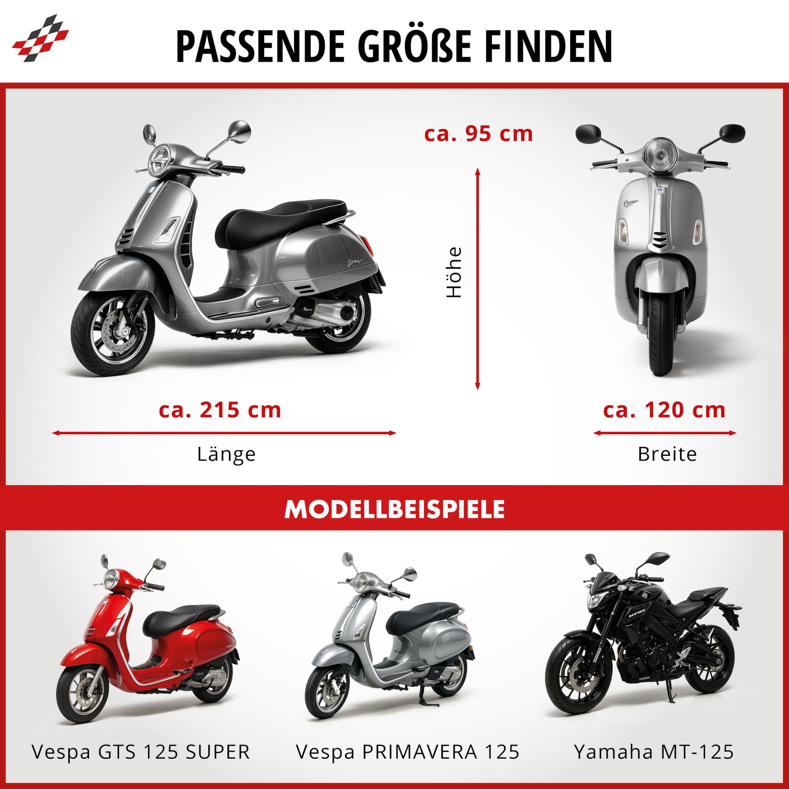 WALSER Telo Coprimoto Indoor M 215x95x120 cm - Coprimento Moto Stretch Traspirante, Protezione dalla Polvere per Scooter, Ciclomotore & Moto, Garage Moto Interno nero incl. Borsa