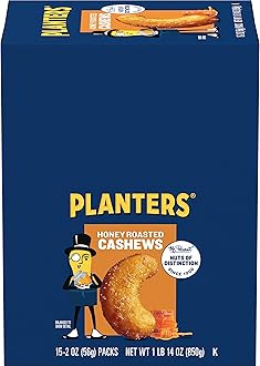 Planters Cashews Super Tube Nuts, Honey Roasted, 15-Count, 2 Ounce