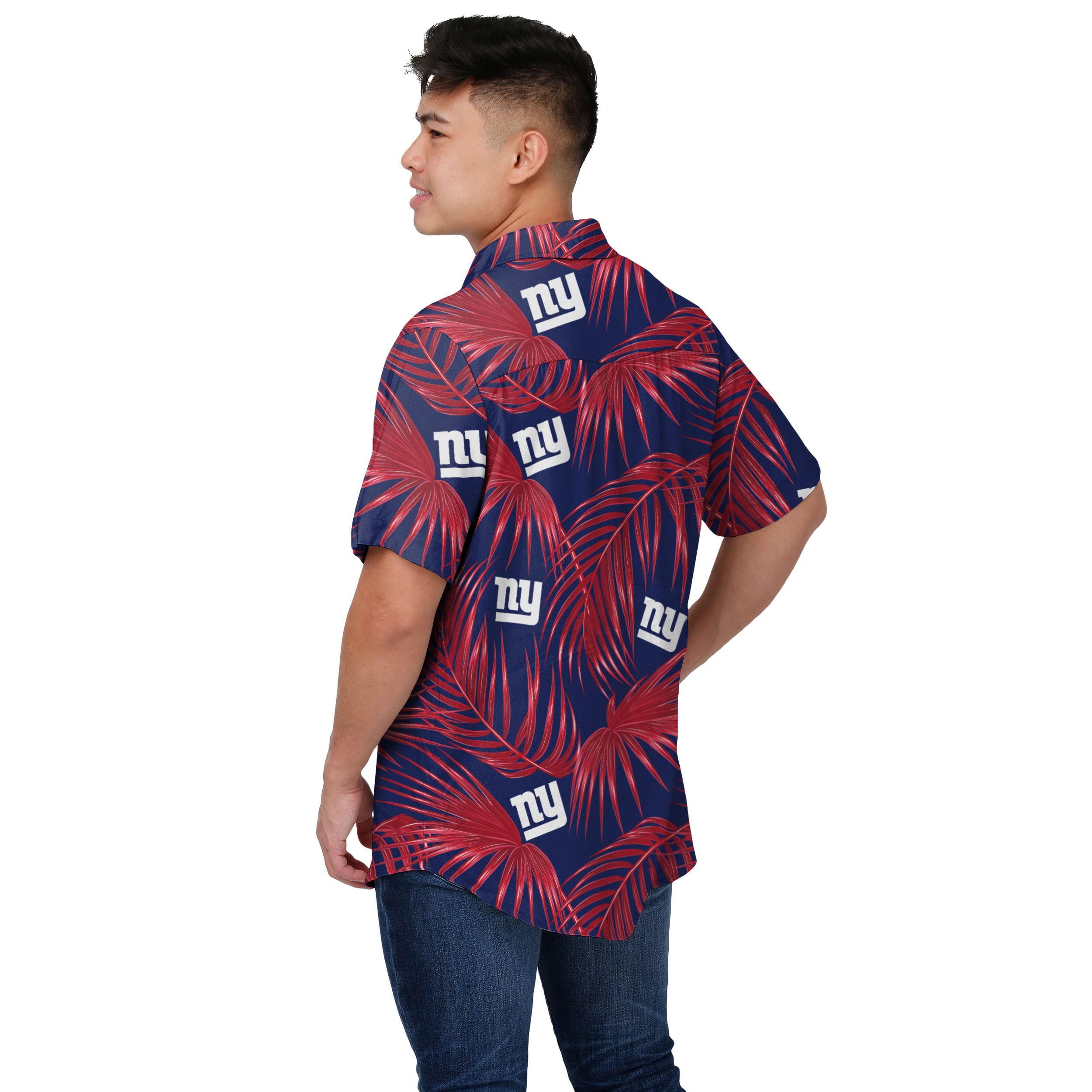 FOCO New York Giants NFL - Camisa Hawaiana con Botones para Hombre, Talla L