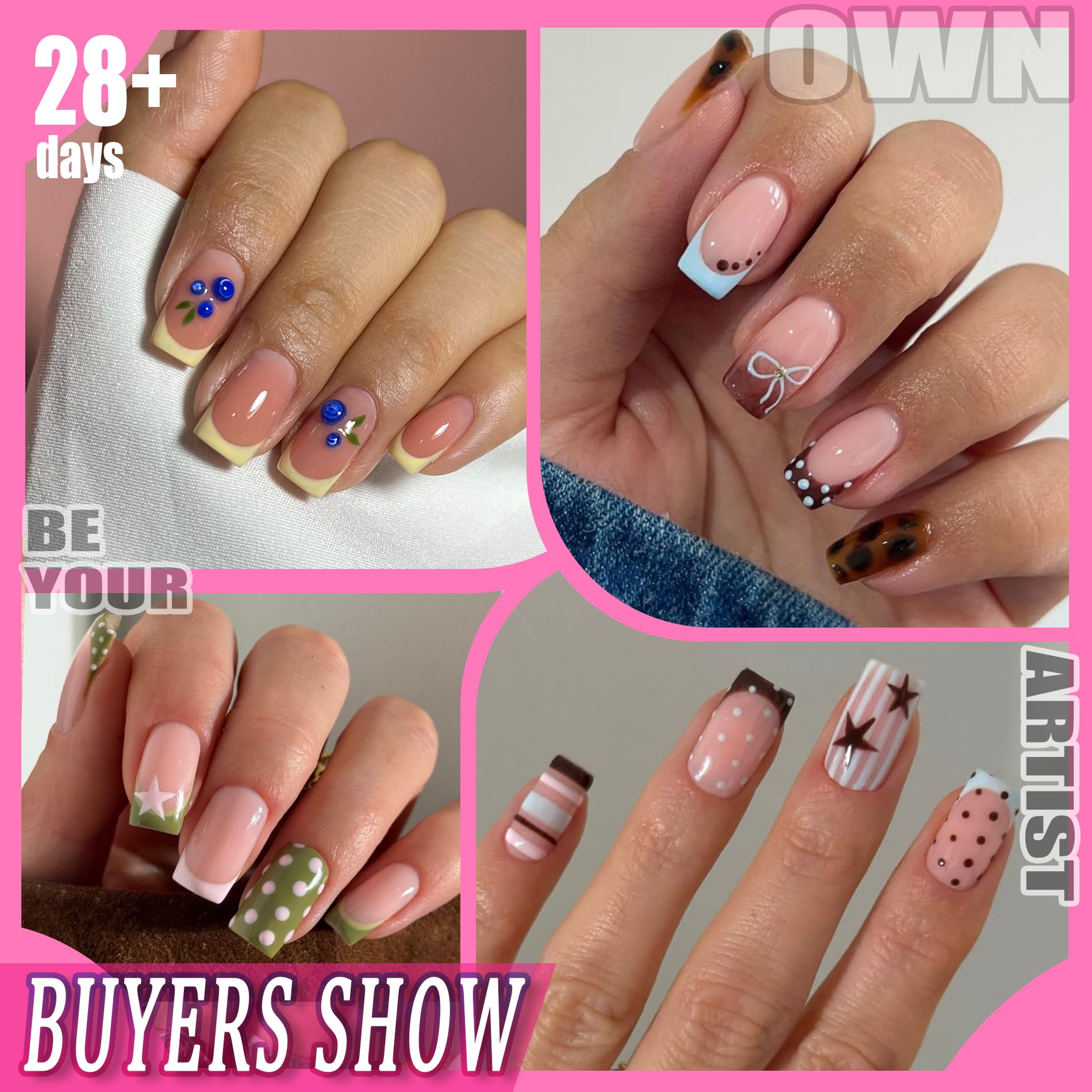 UNA GELLA Tips für Gelnägel Kurze Square, 504 Stück 12 Größen Vorgeformte Soft Gel Nagelspitzen, Full Cover Press On Nail Tips für Nagelverlängerung & DIY Nagelstudio zu Hause