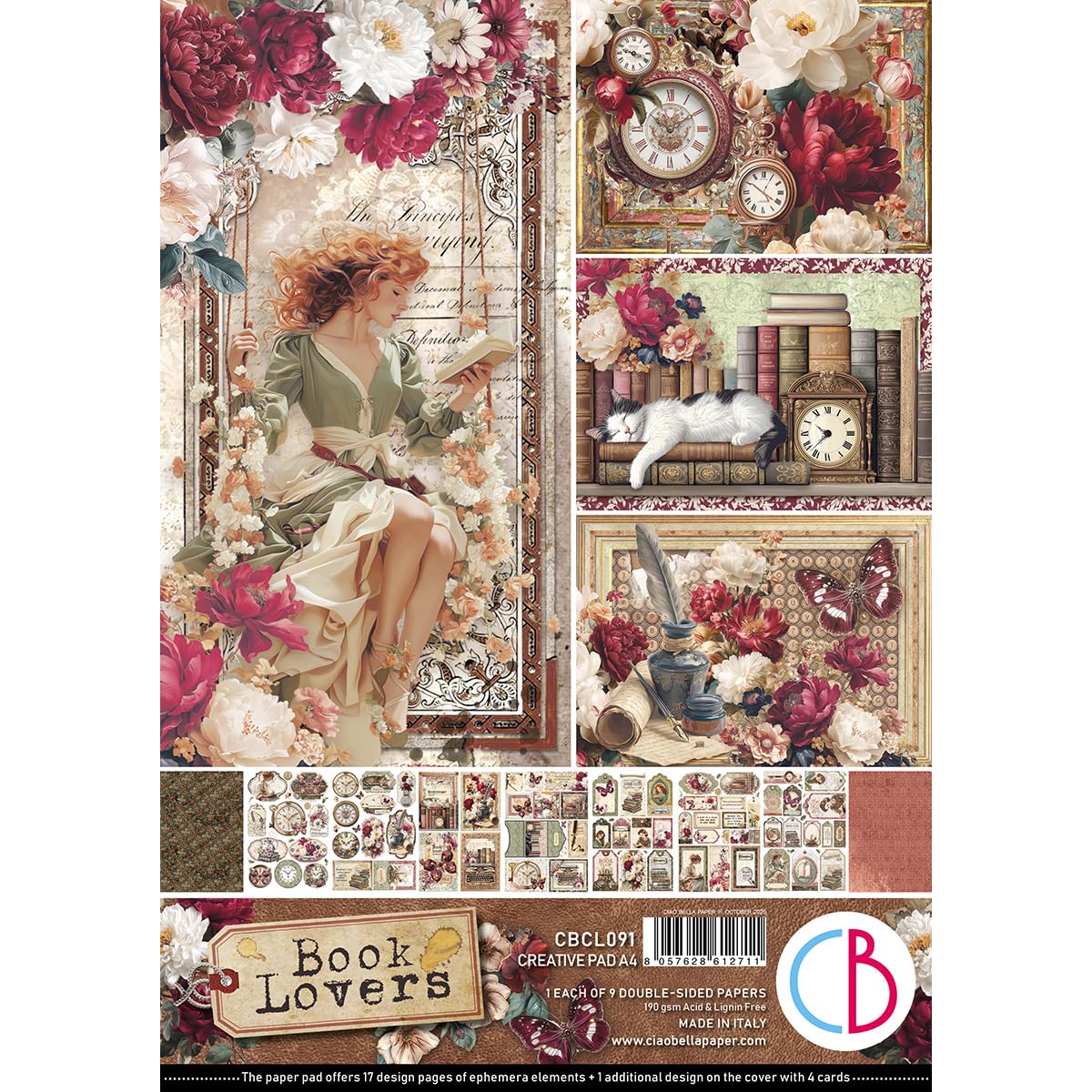Ciao Bella Multicoloured A4 Book Lovers Creative Decorative Pad