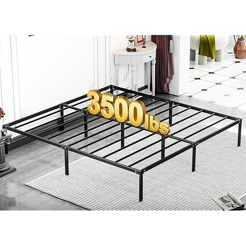LEVELEVE King Bed Frame Heavy Duty 14 Inch, Sturdy Metal Platform with Strong Bearing & Under Bed Storage, No Box Spring Needed, Easy Assembly, No Shake
