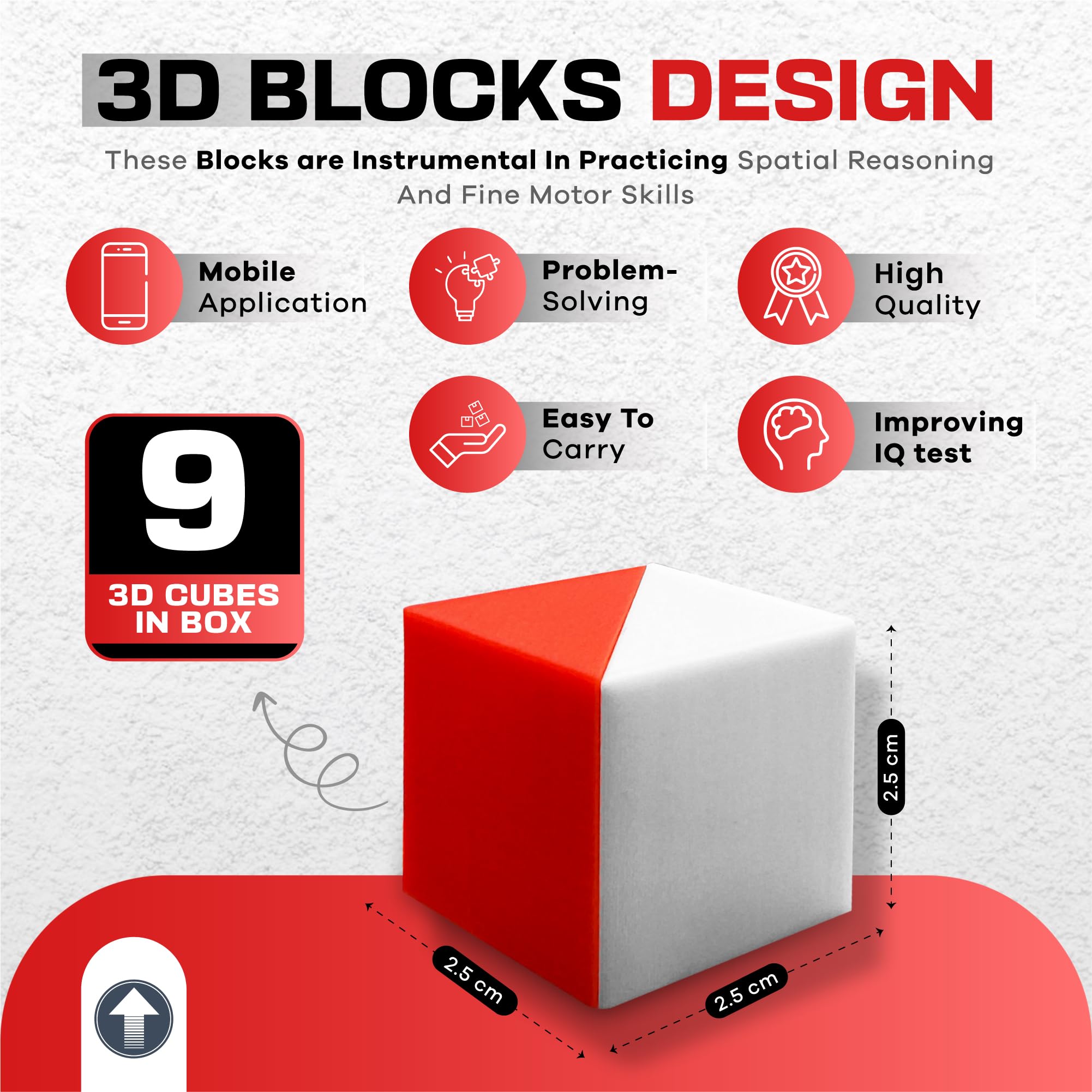 PrfcNL Pacchetto di pratica ed esame del test del QI come BDT, WISC, WPPSI, WAIS con oltre 100 modelli, app mobile, blocchi 3D e manuale,Kit educativo Montessori per concentrarsi, coordinamento e memo