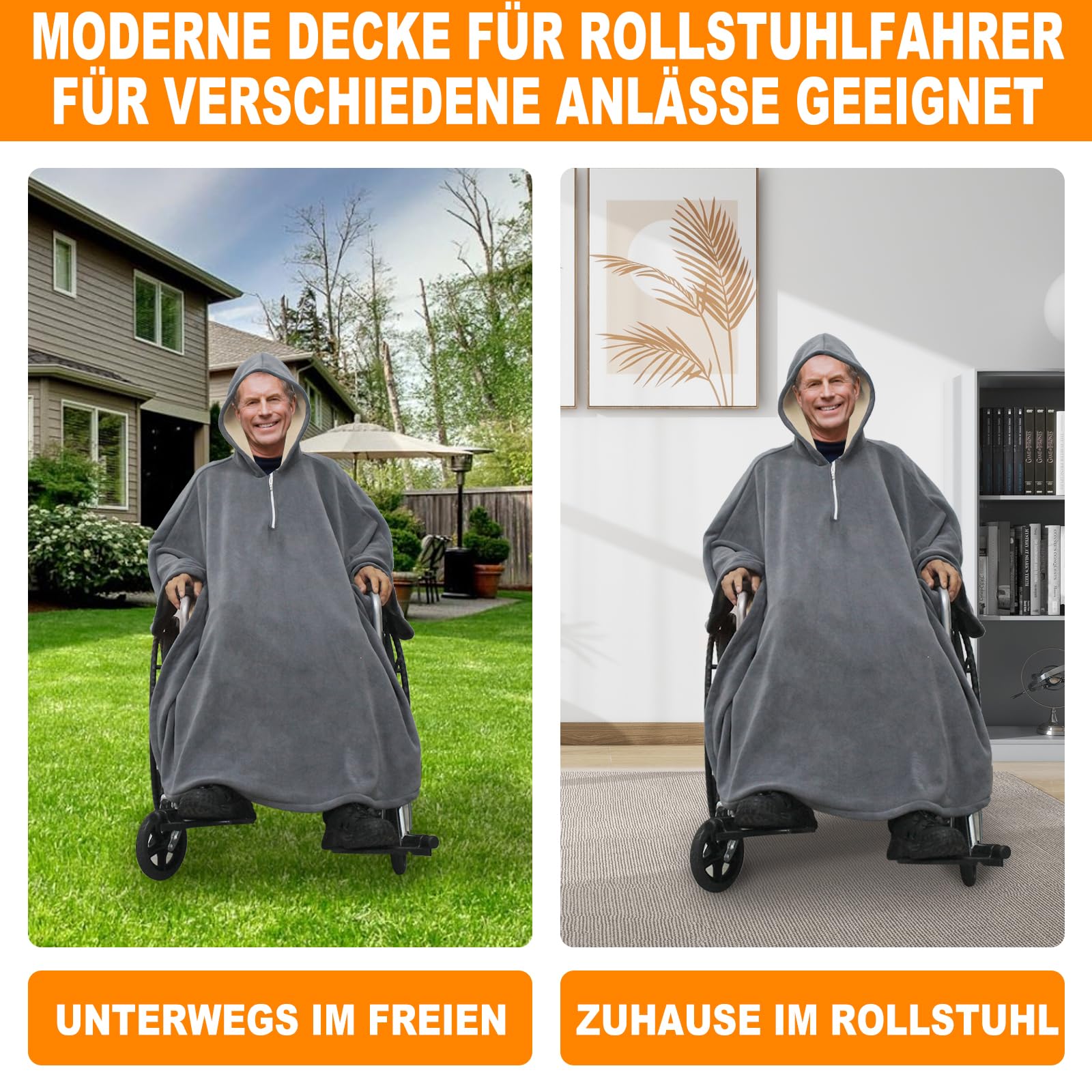Manta para silla de ruedas Cape Winter | Manta para silla de ruedas | Manta para silla de ruedas | Ponchos adultos con capucha