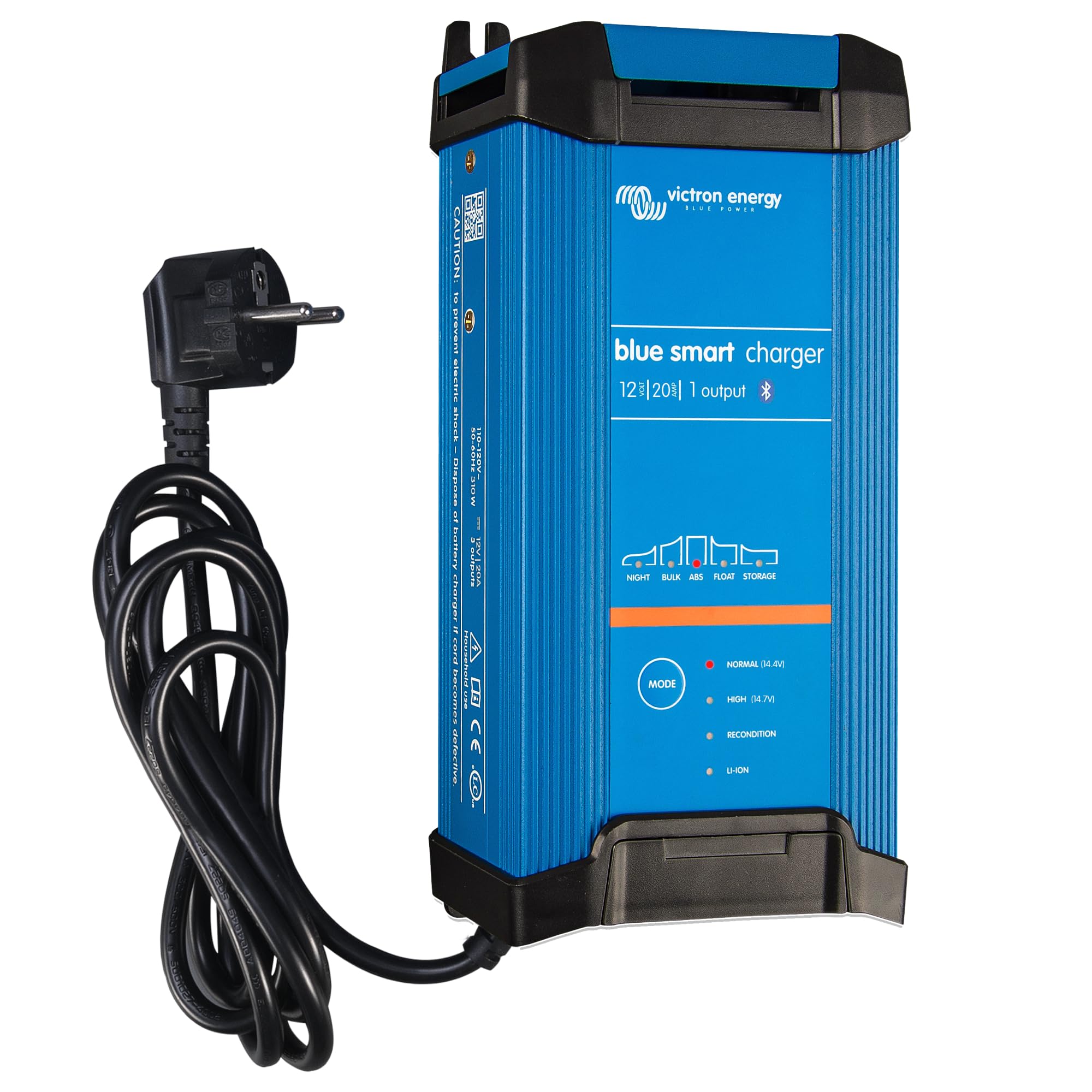 Victron Energy Blue Smart Batterie Ladegerät 12-Volt 20 Ampere 230V - Autobatterie Ladegerät - Batterieerhaltungsgerät und Desulfator - IP22 Geschützt - Bluetooth - Einzelausgang - CEE 7/7