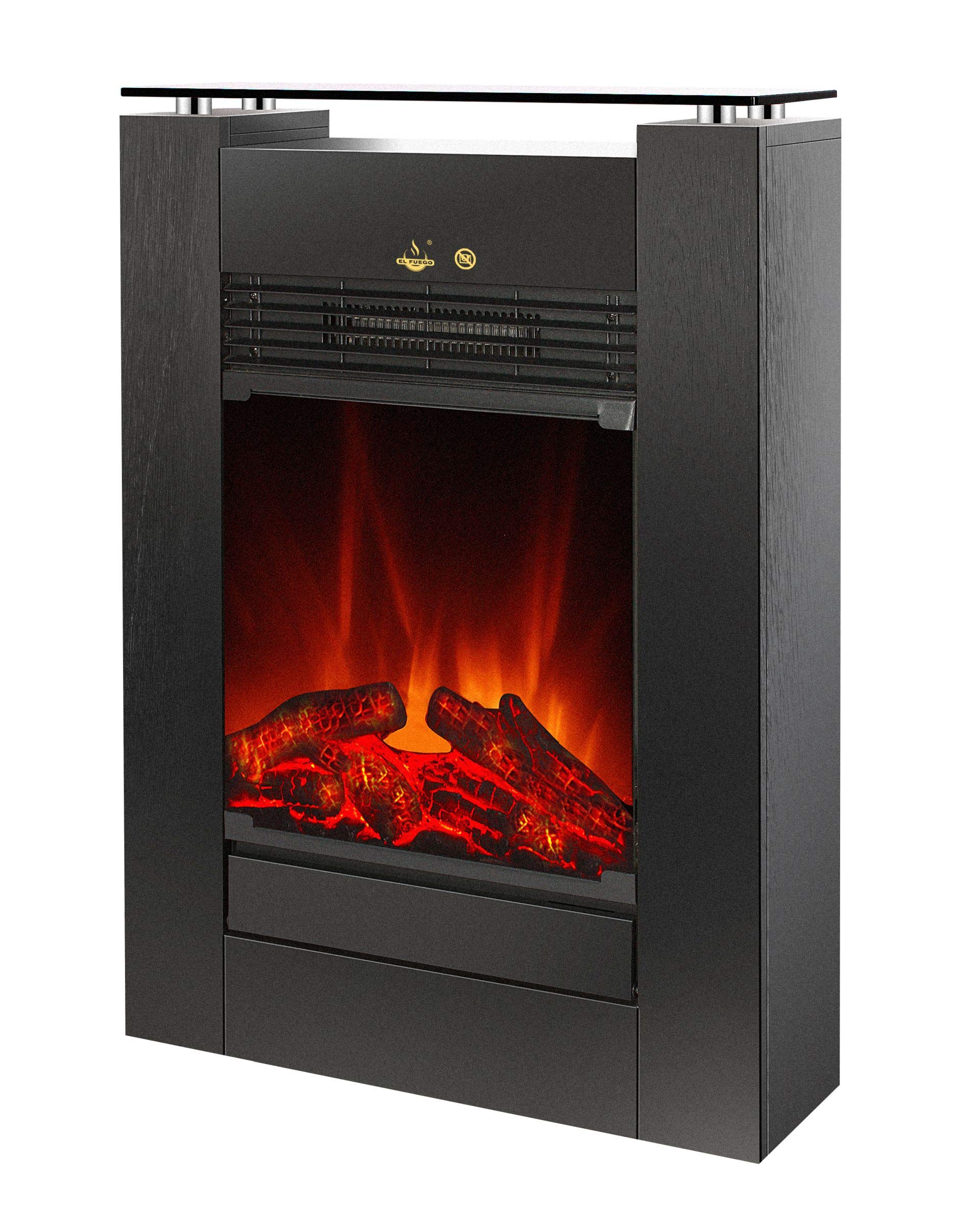 El Fuego Tessin Elektrokamin Schwarz mit Glasplatte