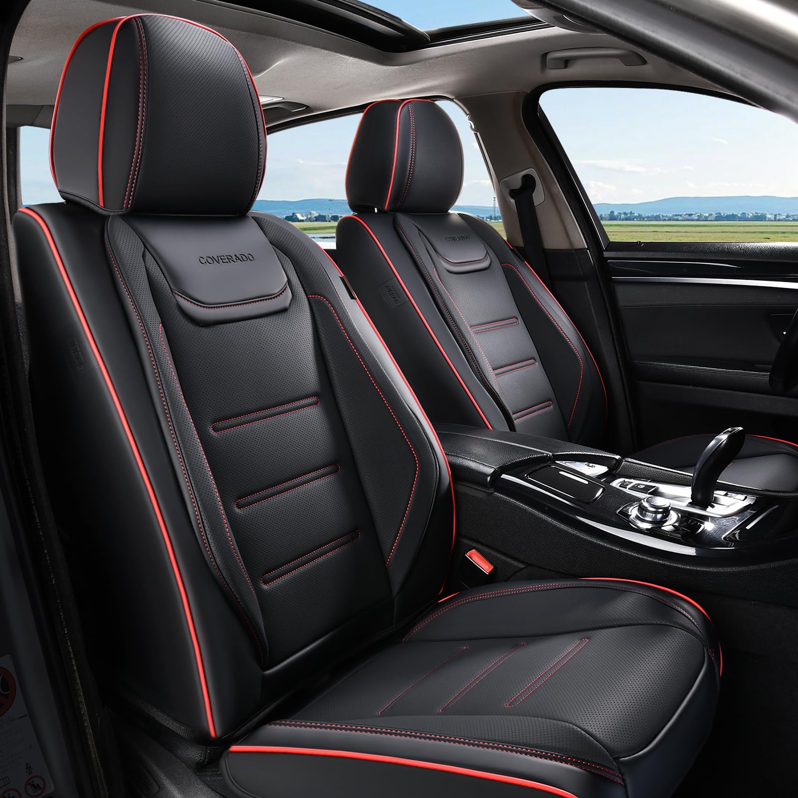 Coverado Car Seat Covers, Front Covers for Cars, Car Seat Cover Front Seats, Car Seat Protector Waterproof, Leather Car Seat Cushion, Universal Interior Covers Seat Protectors for Most Cars