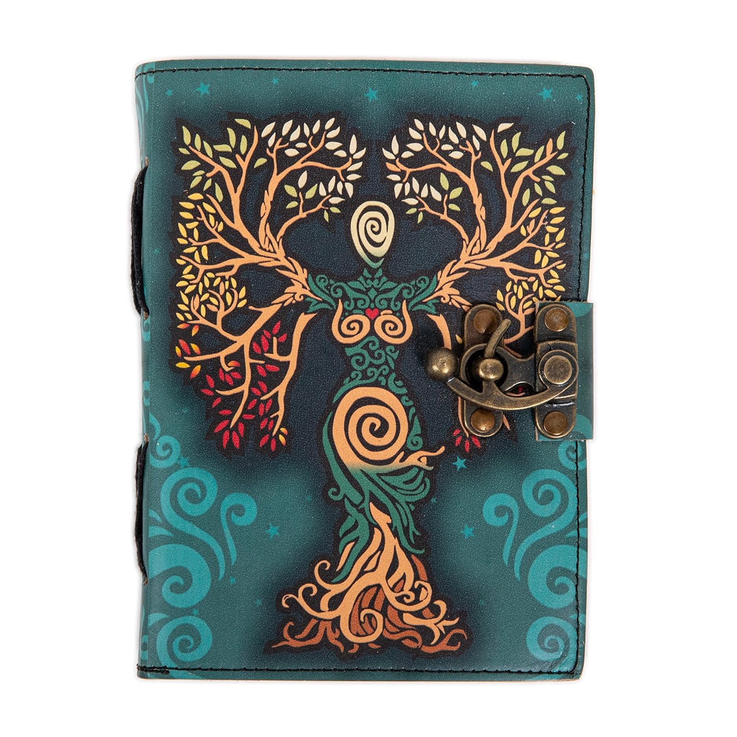 YOJO CRAFT Blank Spell Book of Shadows Journal with Lock Clasp Antique Handmade Deckle Edge Vintage Paper Leather Bound Journal for Women and Men |Travel Notebook for Writing 15.24 X 11.43 CM