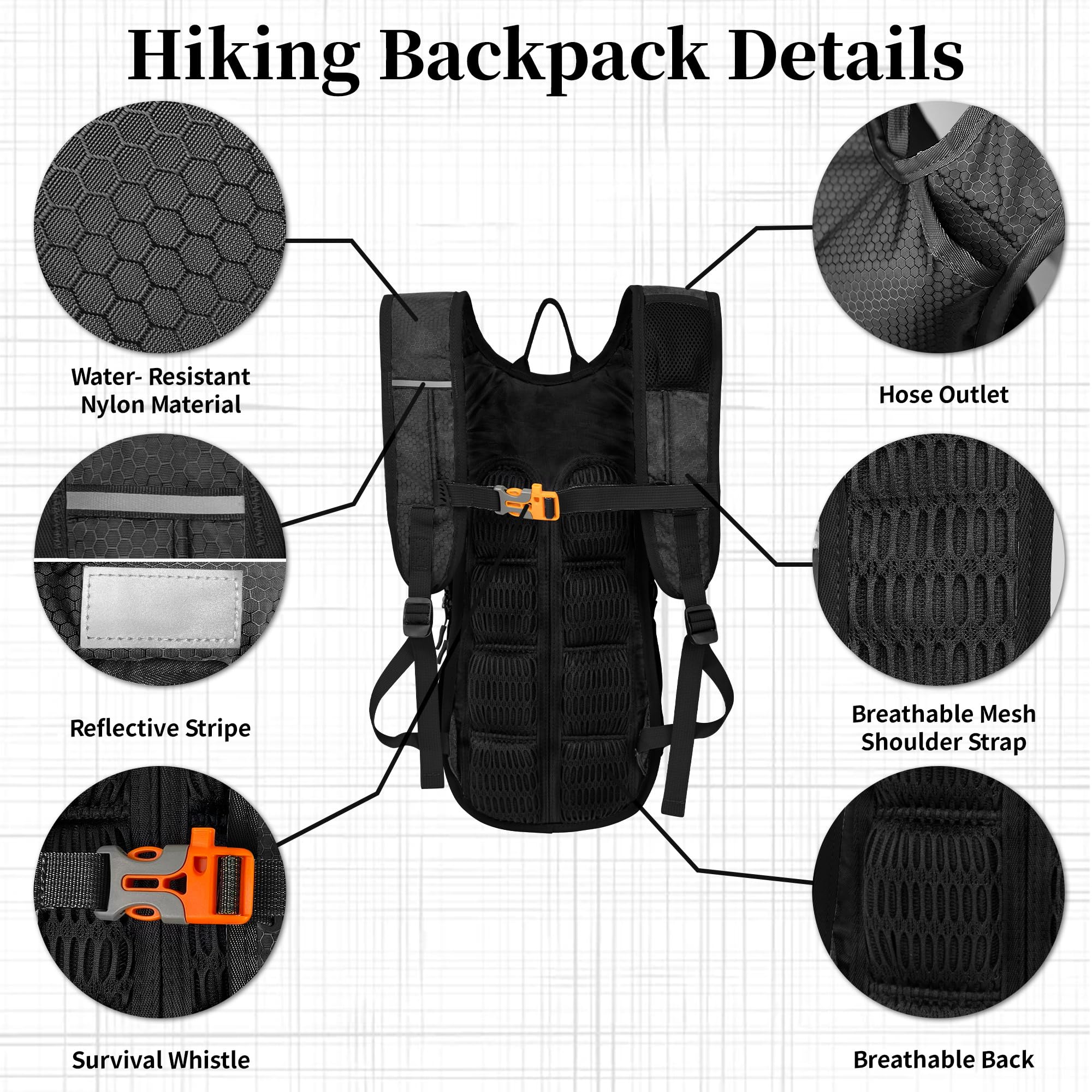 EULANT Petit Sac a Dos de VTT,Impermeable Sac à Dos Ski,12L Reflechissante Sacs à Dos D'hydratation Isotherme pour Course Vélo Randonnée Natation Camping Alpinisme,Noir